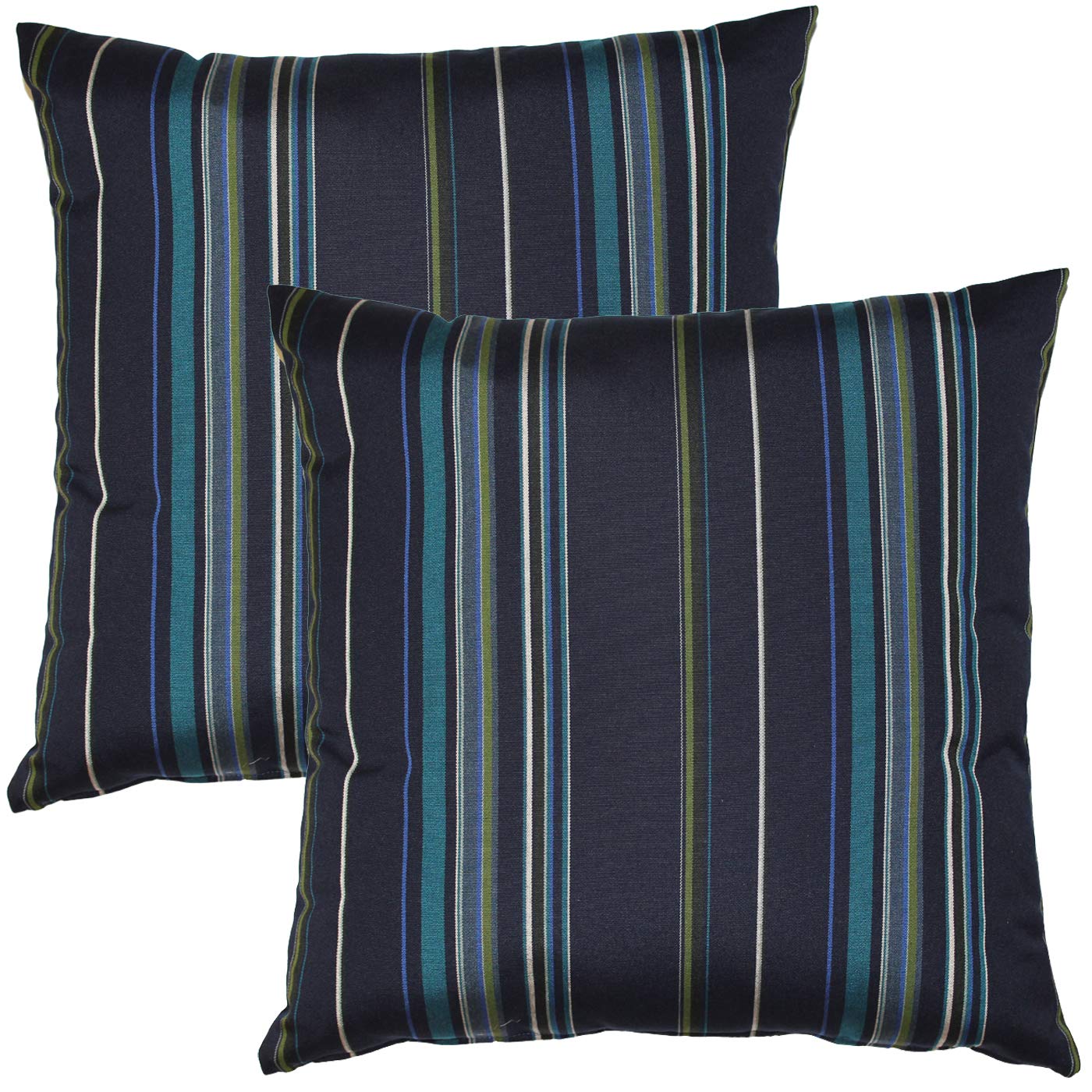 Sunbrella Outdoor Decorative Pillows Set of 2 - 20x20 Inch Waterproof Patio Cushions with Inserts, Stanton Lagoon Pattern - Perfect for Poolside Lounging, Porch Furniture & Garden Decor