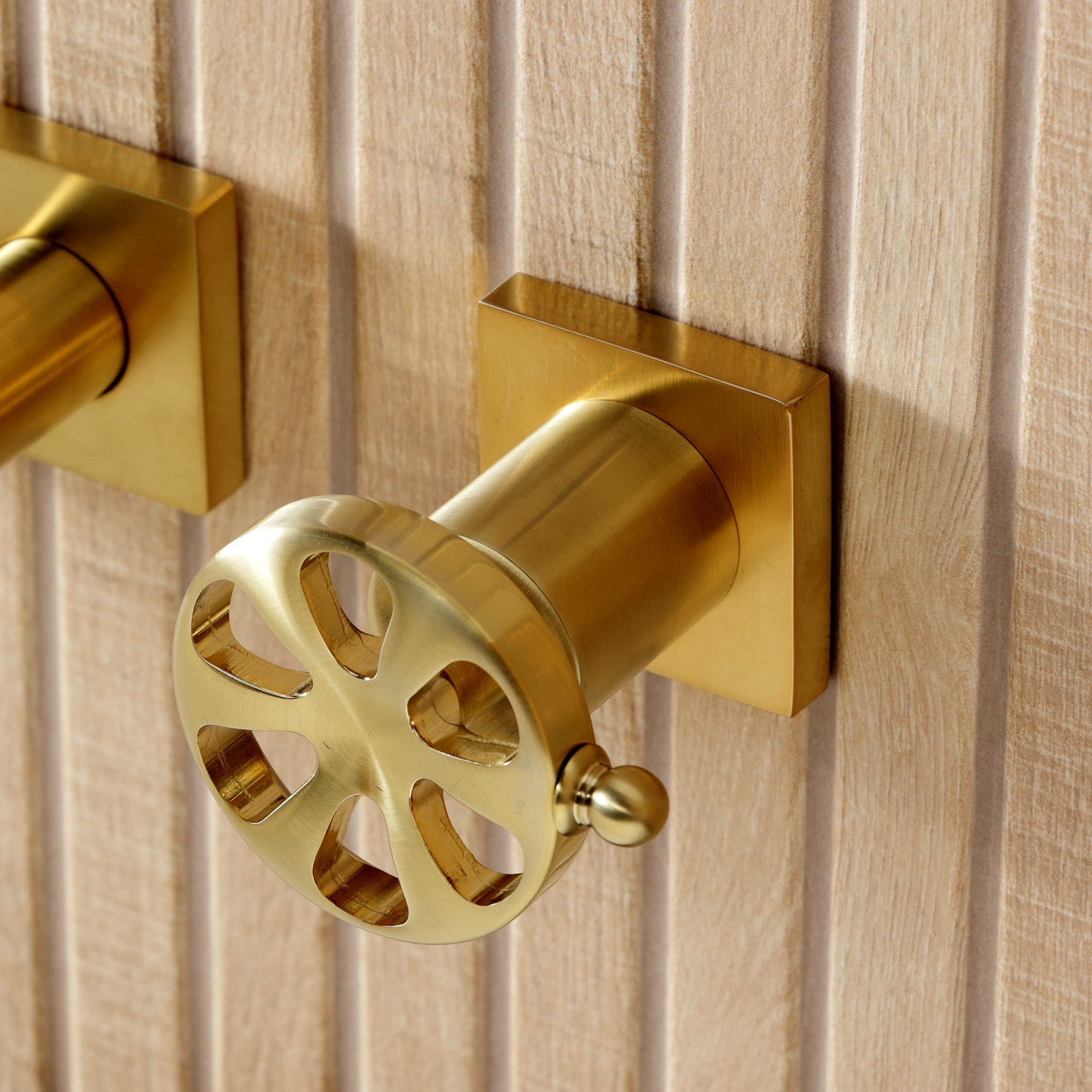 Belknap KS8027RX Brushed Brass Roman Tub Faucet - Two Handle 3 Hole Wall Mount Bathroom Faucet for Vintage & Luxury Bathtubs | Perfect for Spa, Master Bathroom & Hotel Renovations