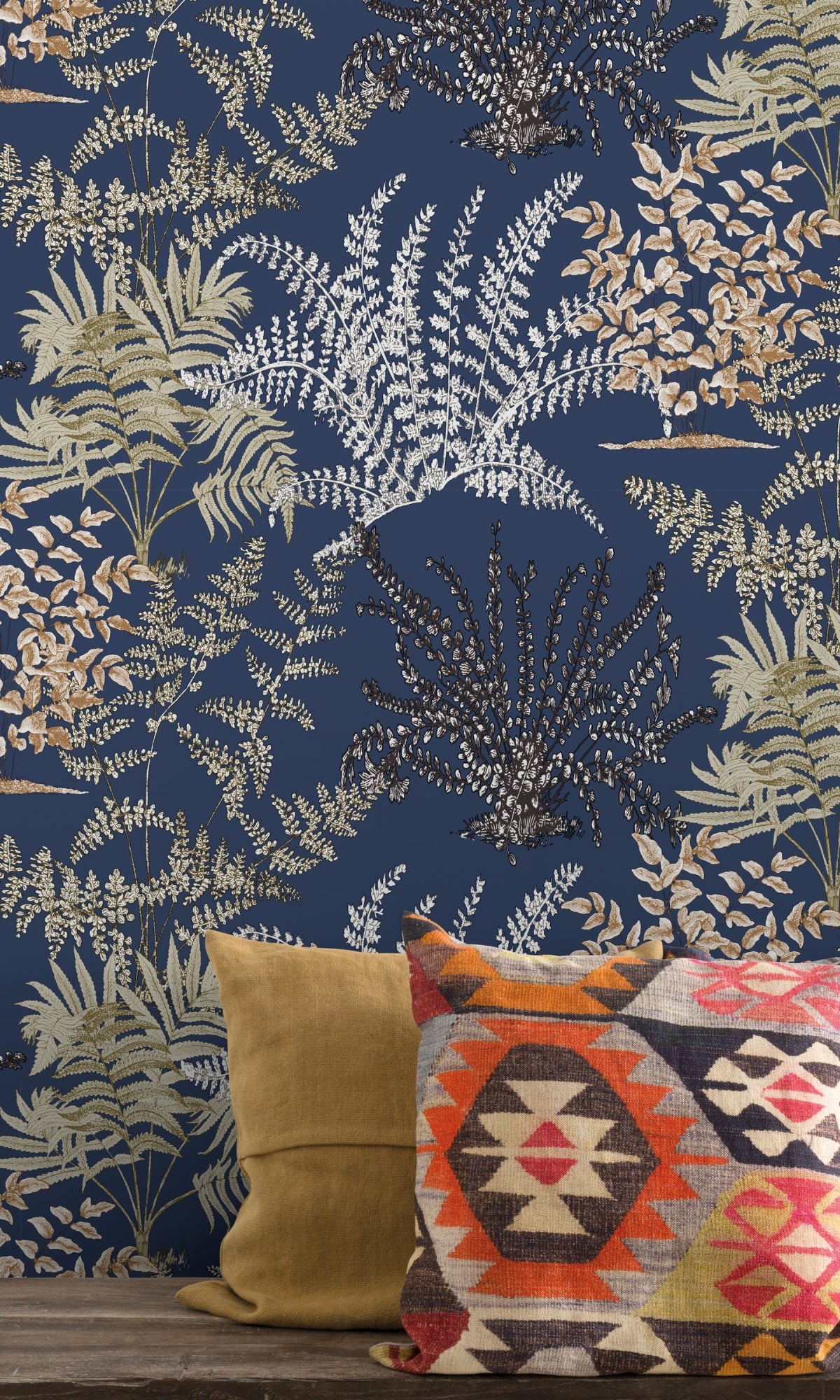 Blue Fern Botanical Leaves Wallpaper R8387 - Premium Peel & Stick Wall Mural for Home Decor | Perfect for Living Room, Bedroom, Nursery & Office