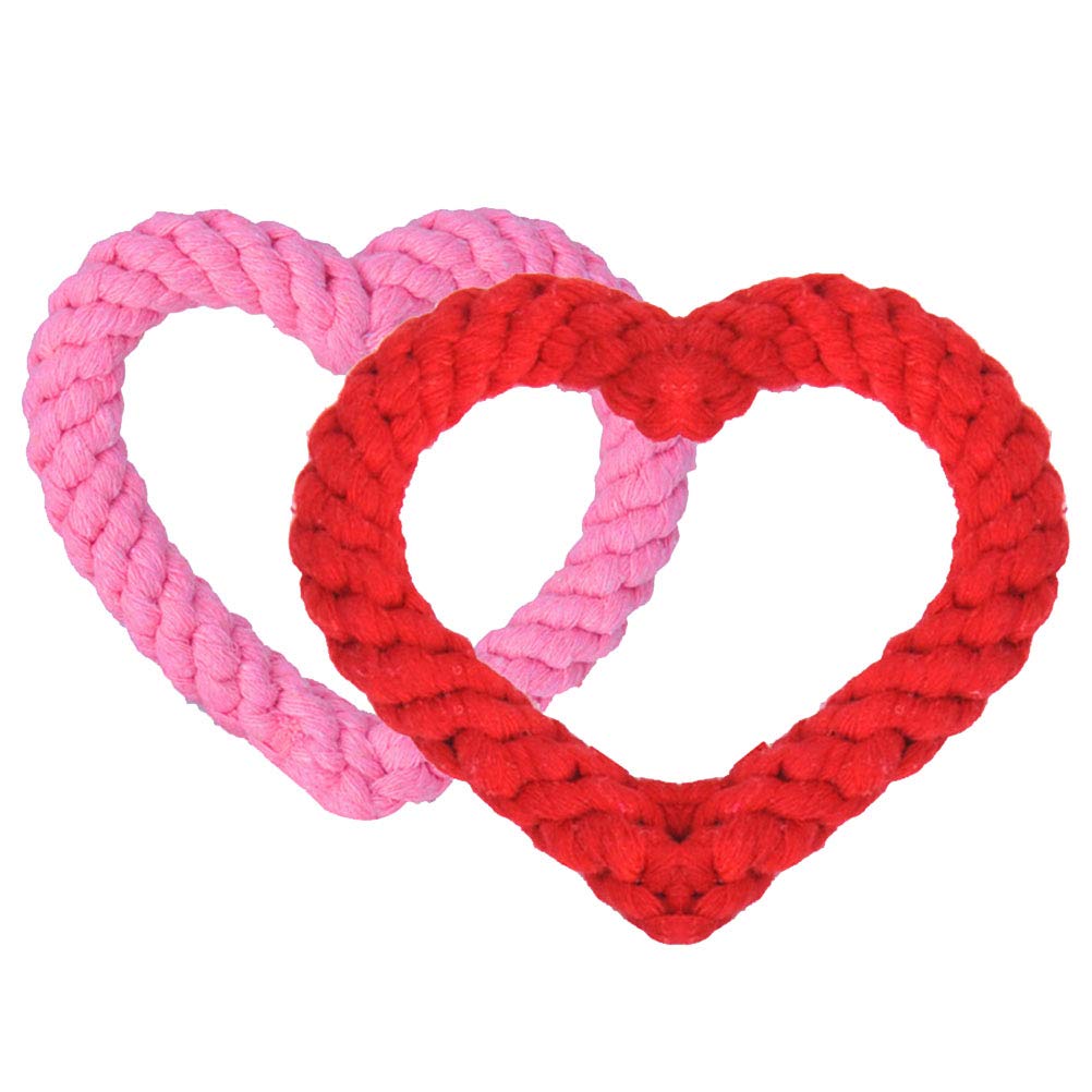 KESYOO 1 Pair Heart Shaped Squeaky Dog Chew Toys - Bite Resistant Interactive Pet Toys with Funny Sounds for Puppies & Small Dogs - Valentine's Day Couple Gift, Party Decor & Training Reward (Random Color)