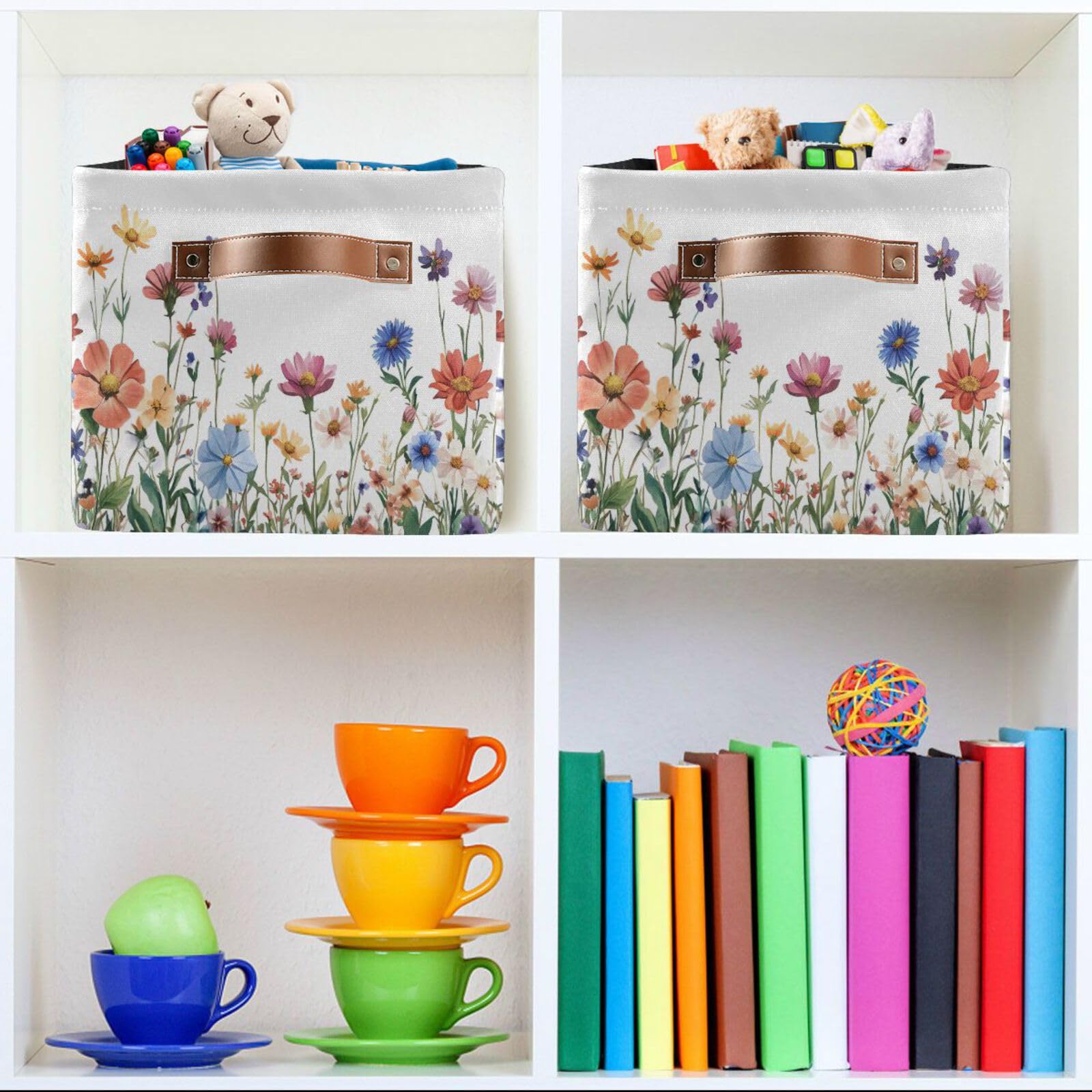 2-Pack Large Square Storage Baskets with Handles - Foldable Multi-Functional Organizer for Closet, Shelf & Home | Perfect for Toys, Books, Clothes & Home Decor - Ideal for Nursery, Bedroom & Living Room Storage Solutions