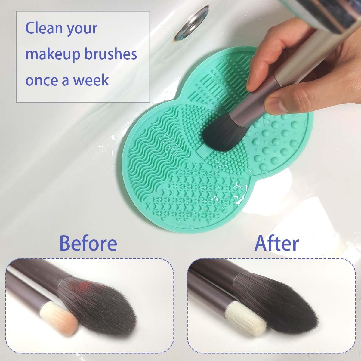 2 Pcs Silicone Makeup Brush Cleaning Mat with Suction Cups - Green & Pink | Professional Cosmetic Brush Cleaner Tool for Daily Makeup Routine & Travel | Perfect for Home, Salon & On-the-Go Use