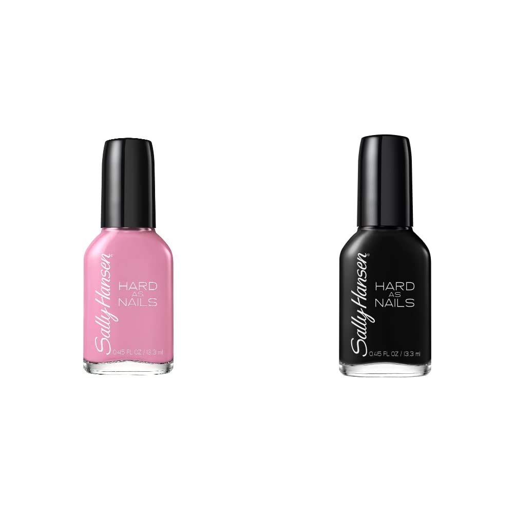 Sally Hansen Hard as Nails Nail Polish - Heart of Stone & Black Heart (0.45 fl oz) - Long-Lasting Chip-Resistant Nail Color for Everyday Wear and Special Occasions