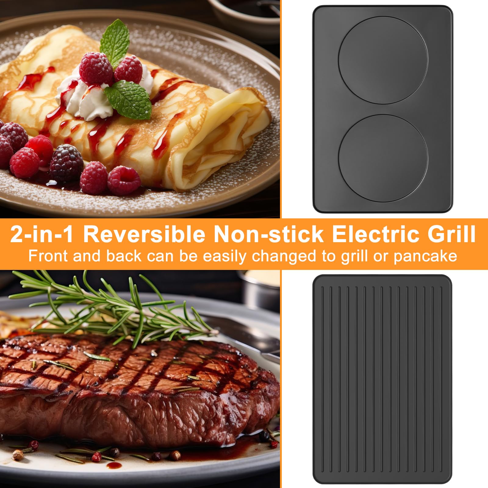 Premium Raclette Table Grill & Korean BBQ Electric Griddle - 2-in-1 Nonstick Indoor Grill with 8 Cheese Pans, Adjustable Temperature (1300W) - Perfect for Family Gatherings, Parties & Home Cooking