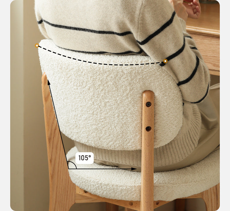 Premium Oak Solid Wood Makeup Stool with Soft Lamb Velvet Upholstery - Perfect for Vanity, Dressing Table & Bedroom Decor