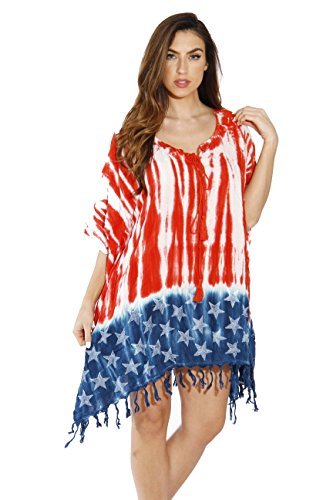 Riviera Sun American Flag Caftan - Swim Cover Up for Beach & Pool