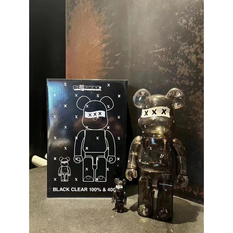 Be@rbrick God Selection Xxx Black Clear 100% & 400% Collectible Art Toy - Perfect for Display, Anime Fans & Urban Art Collections