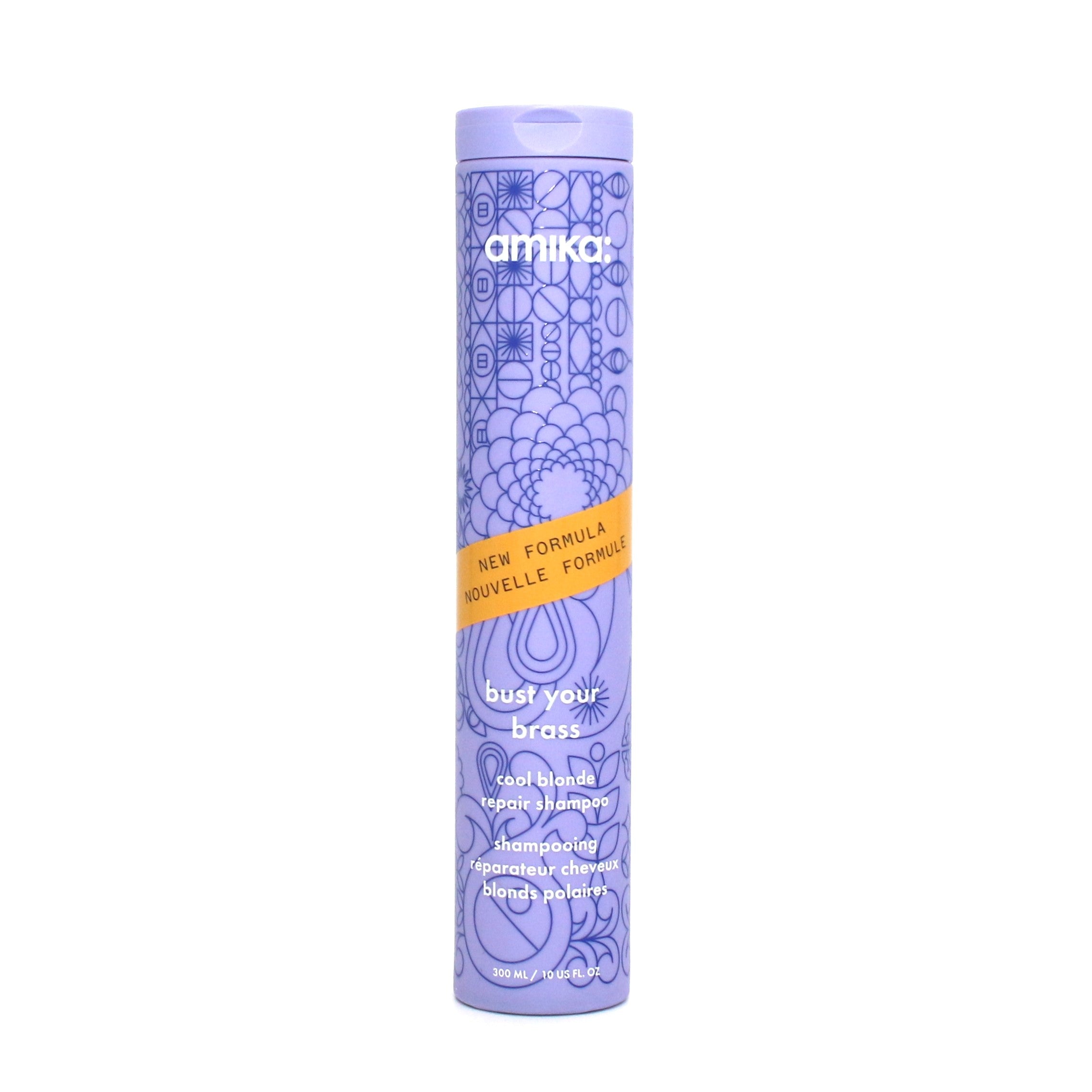 Amika Bust Your Brass Cool Blonde Repair Shampoo 10 oz - Purple Toning Shampoo for Blonde Hair, Neutralizes Brassiness & Enhances Shine - Perfect for Color-Treated, Bleached or Highlighted Hair at Home or Salon