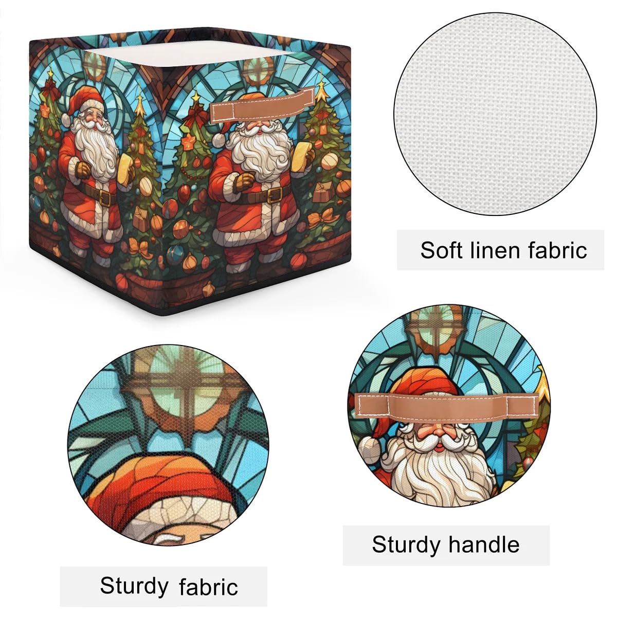 Collapsible Fabric Cube Storage Bins with Handles - Foldable Organizer Baskets for Shelves, Toys, Towels & Closet (Set of 6) - Perfect for Fireplace Decor, Holiday Storage & Home Organization