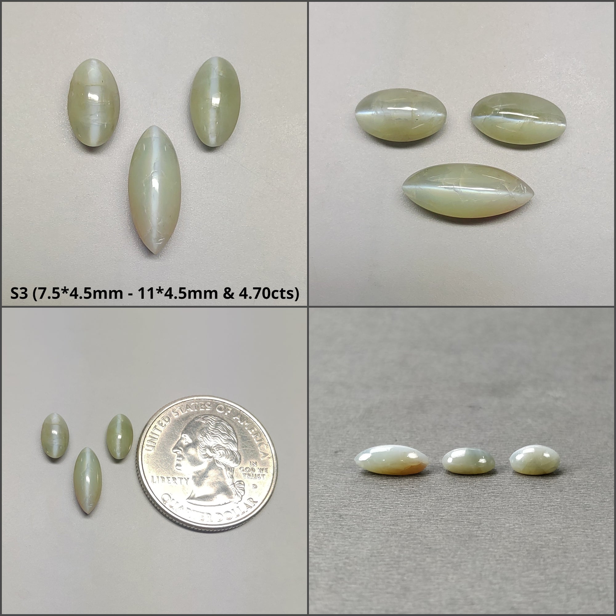 Natural Untreated Chrysoberyl Cat's Eye Gemstone Cabochon - Round & Oval Shapes (2pcs, 3pcs, 6pcs, 10pcs) | Healing Crystal for Jewelry Making, Meditation & Energy Work