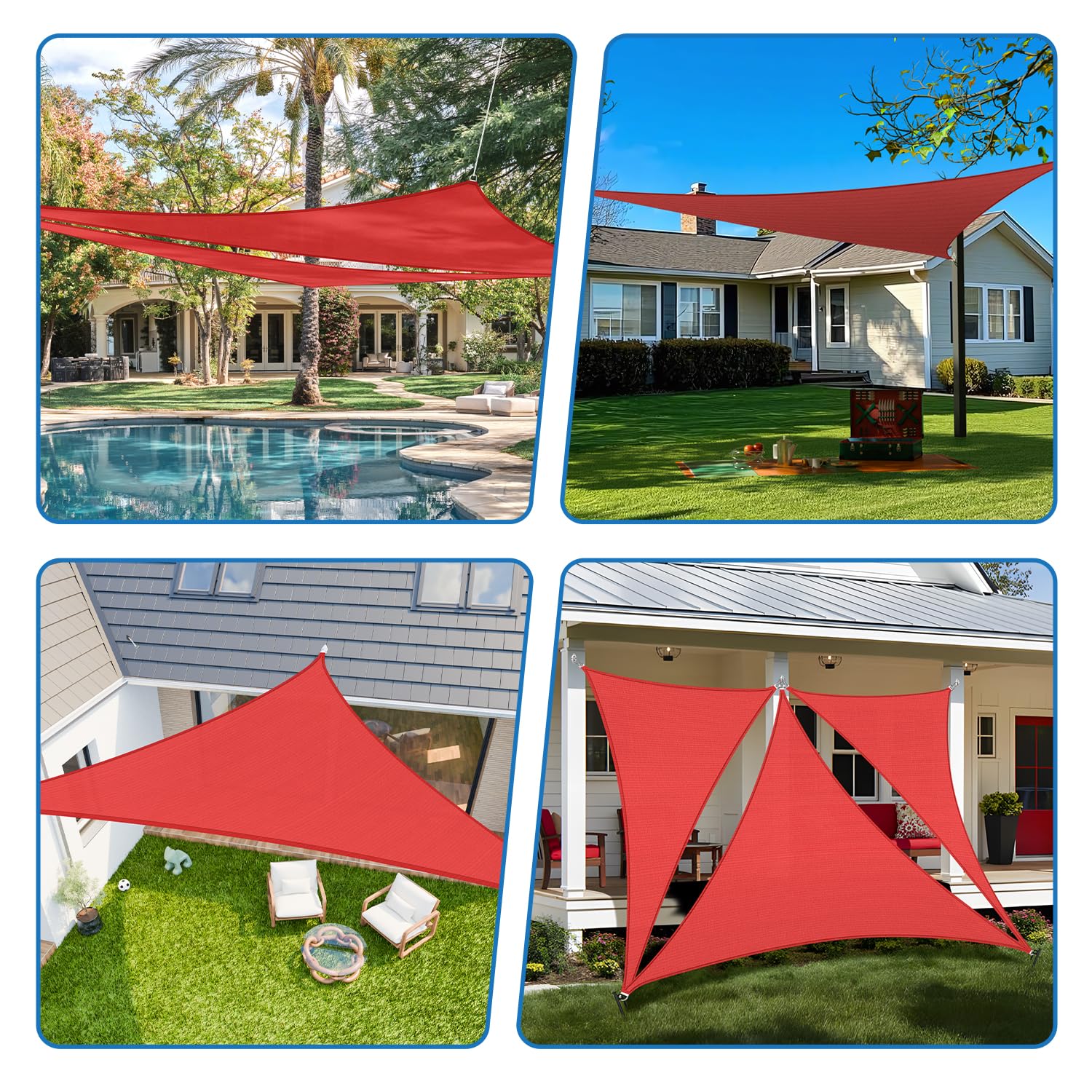 26'x26'x37' Right Triangle Sun Shade Sail - UV Block Heavy Duty Permeable Canopy for Patio, Backyard, Pergola & Carport - Outdoor Shade Cloth in Red (Perfect for Summer Sun Protection & Outdoor Relaxation)
