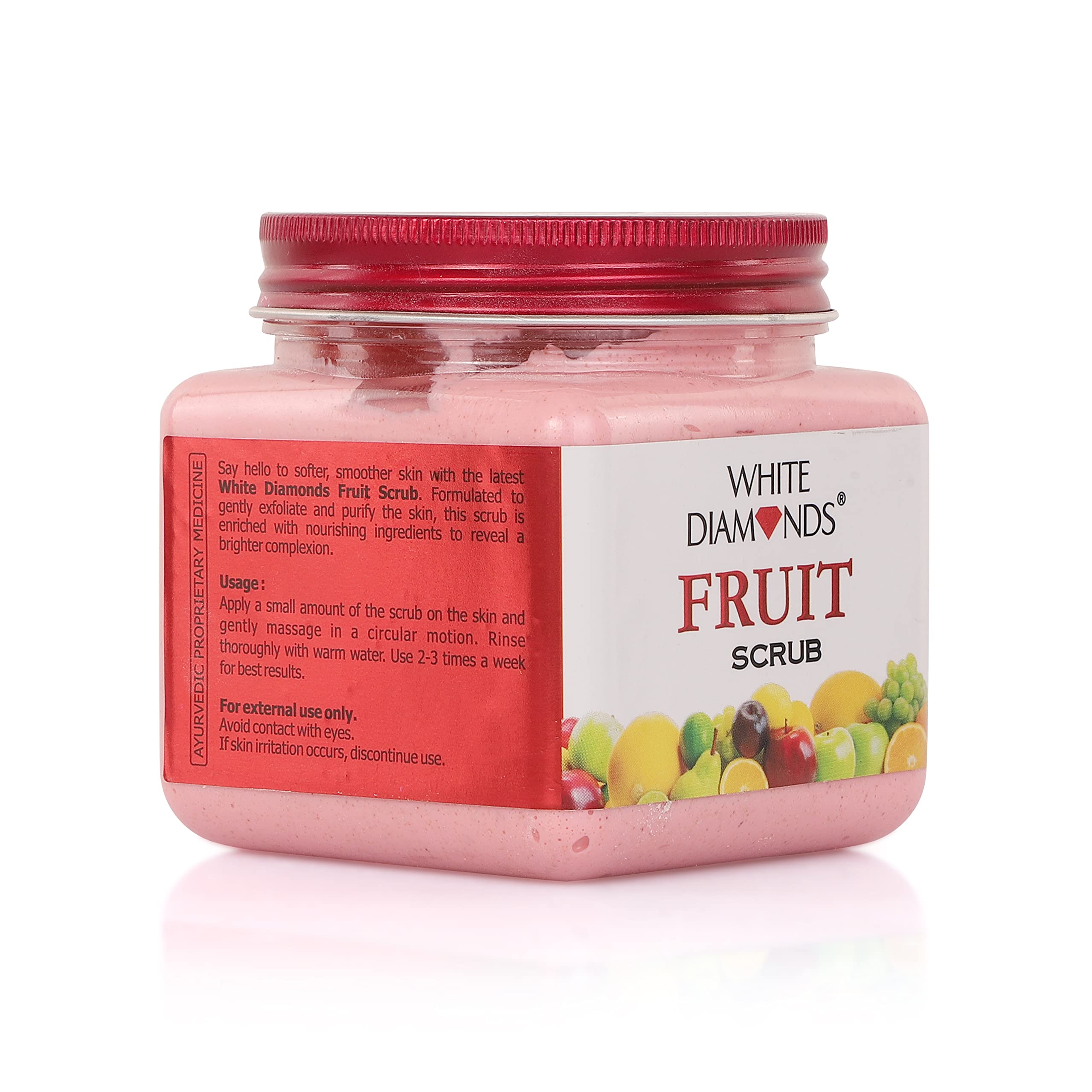 WHITE DIAMONDS Fruit Face & Body Scrub - Deep Exfoliating Cleanser for All Skin Types (380ml) | Gentle Skin Renewal for Daily Beauty Routine & Spa Treatments