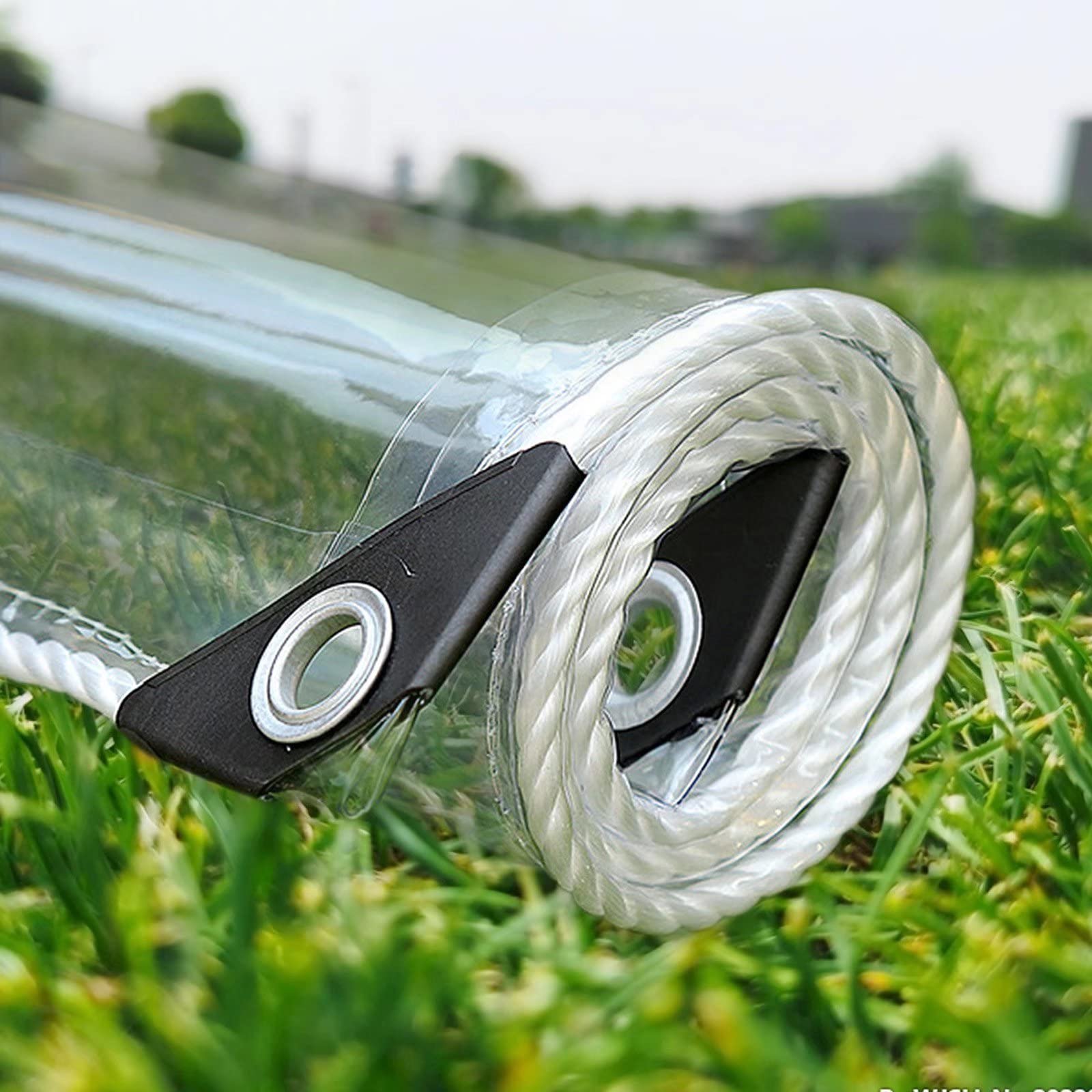 14 Mil Clear Vinyl Tarp 10' x 8' with Metal Grommets - Waterproof, Tear-Resistant & Cold Weather Protection for Patio, Greenhouse, Balcony & Garden - Perfect for Outdoor Furniture Cover, Plant Protection & Temporary Shelter