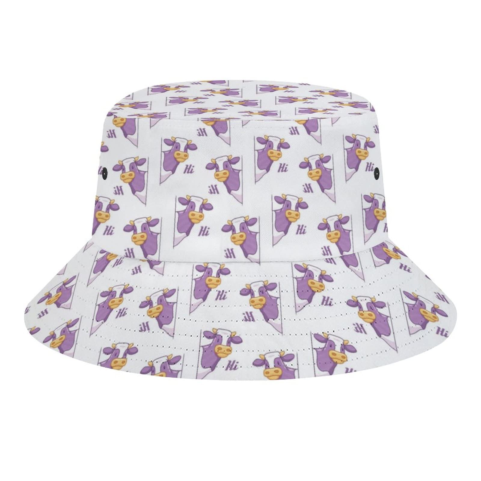 **Stylish Unisex Cow Print Bucket Hat - Breathable Cotton Summer Sun Hat for Women, Men & Teens - Packable Travel & Outdoor Cap for Beach, Fishing, Hiking**