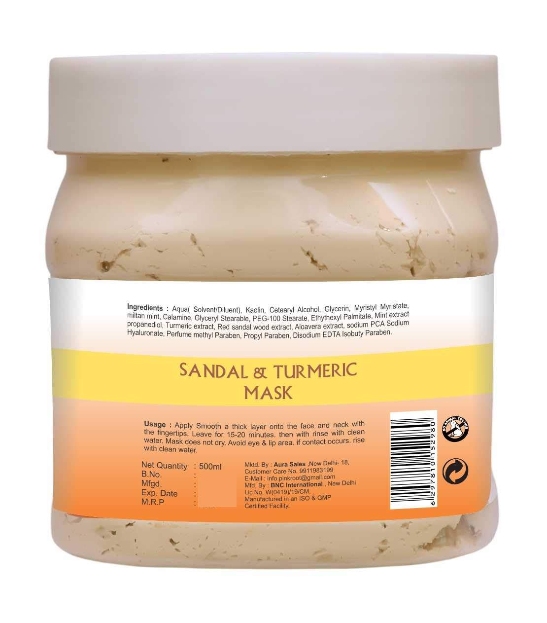 Pink Root Aromatherapy Gel 500ml & Sandalwood Turmeric Face Mask 500ml - Relaxing Spa Treatment for Skin Care & Stress Relief at Home