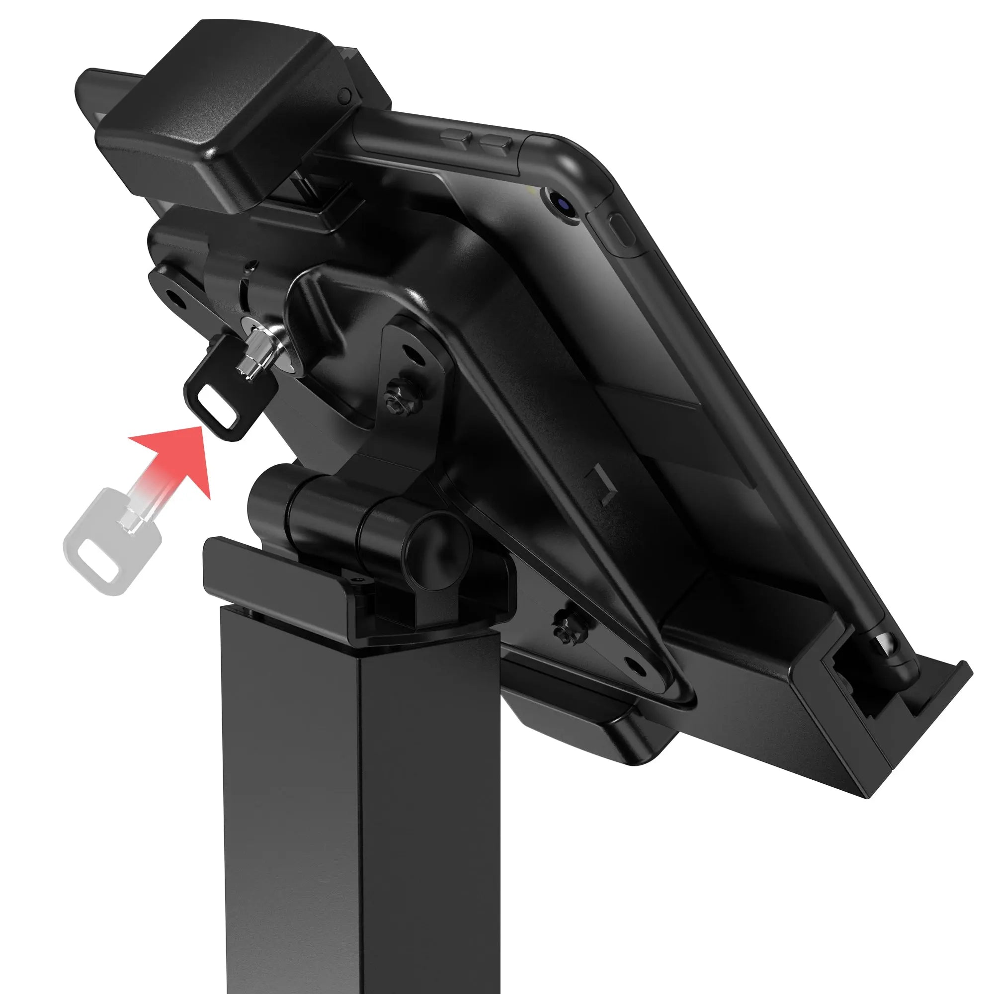 Rotating Sleek Desk Mount with Security Holder - Adjustable Monitor Stand for Home & Office Workspace - Perfect for Dual Monitors, Laptops, and Tablets