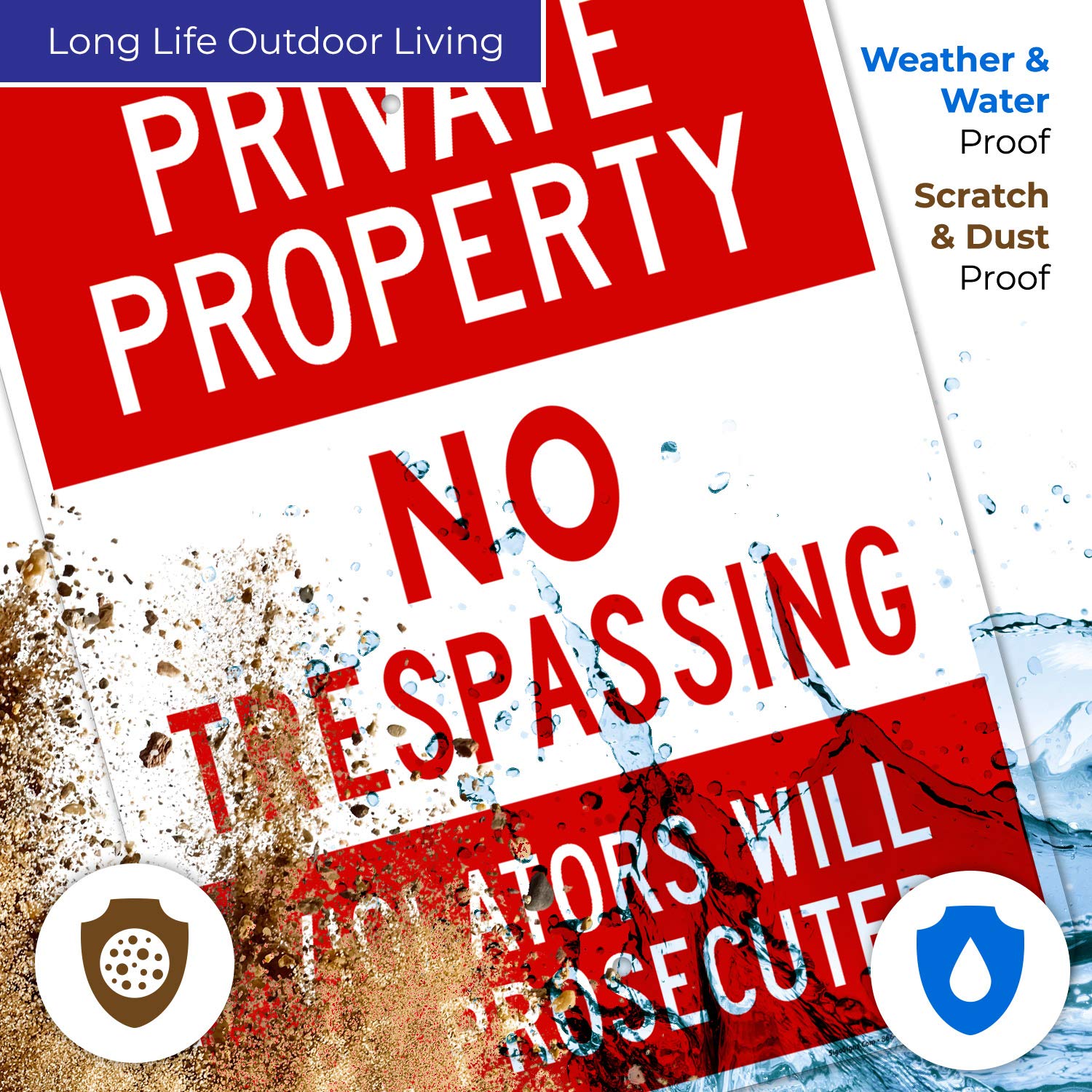 Private Property No Trespassing Sign - 18x24 Inches Rust-Free .063 Aluminum - Fade Resistant Indoor/Outdoor Warning Sign - Made in USA - Perfect for Farms, Ranches & Property Boundaries