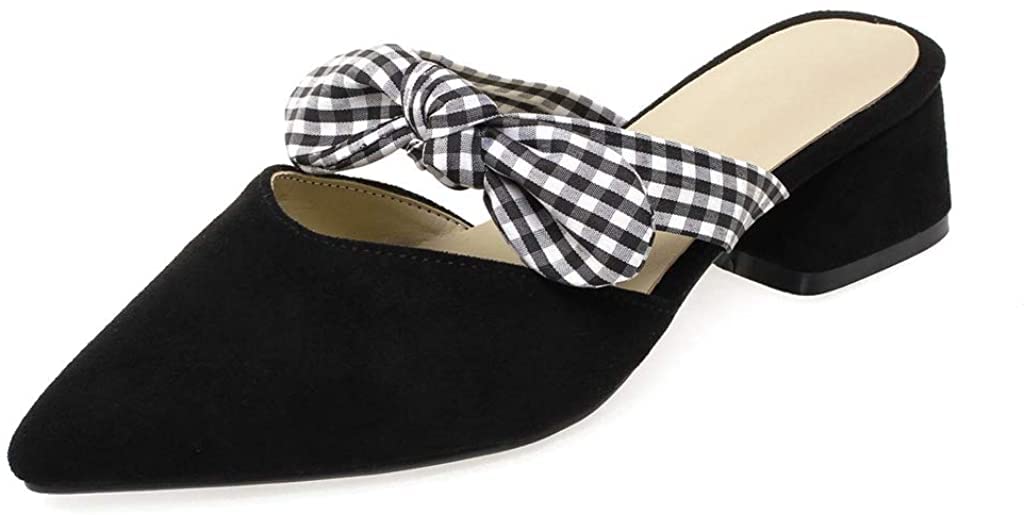 Women's Chunky Heel Mule Sandals - Patent Leather Square Toe Slides with Metal Decor & Elastic Strap - Comfortable Walking Shoes for Women | Perfect for Casual Outings, Office Wear & Summer Fashion (Black)