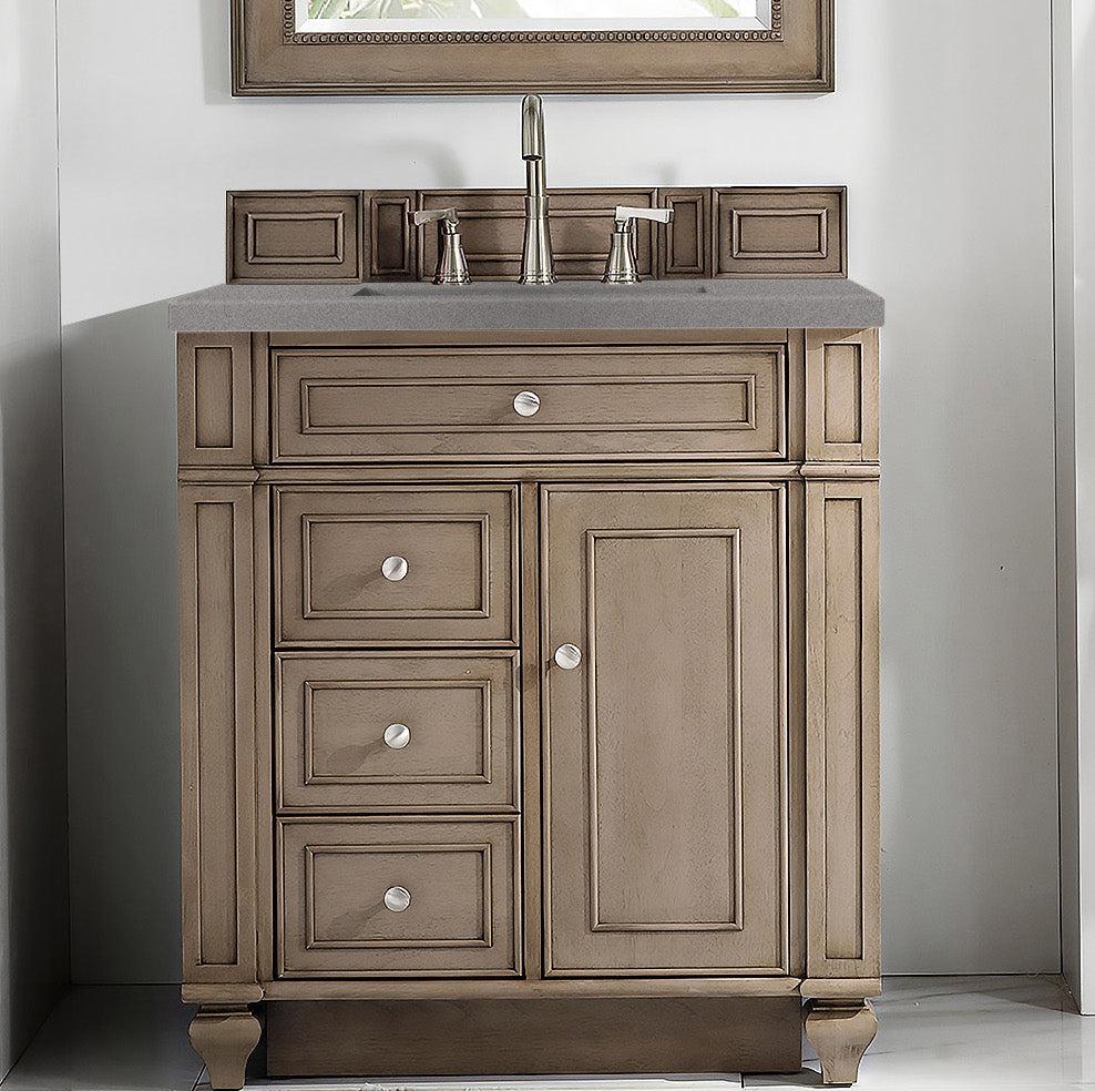 James Martin Vanities Bristol Collection 30-Inch Single Bathroom Vanity in Whitewashed Walnut with Countertop Options - Perfect for Modern Bathroom Remodeling and Home Renovation Projects