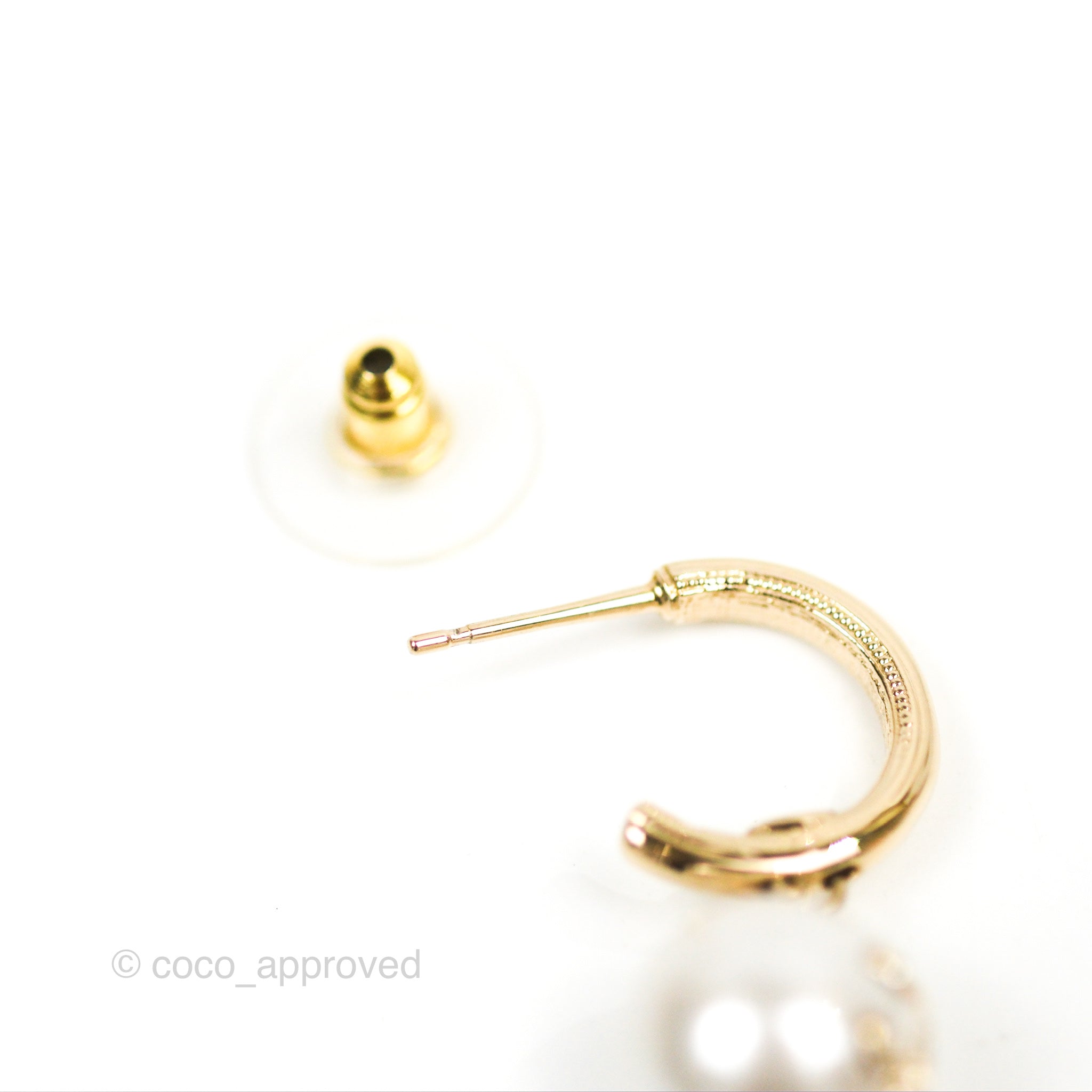 Chanel CC Crystal Pearl Drop Hoop Earrings - Gold Tone Luxury Jewelry for Women | Perfect for Parties, Weddings & Special Occasions