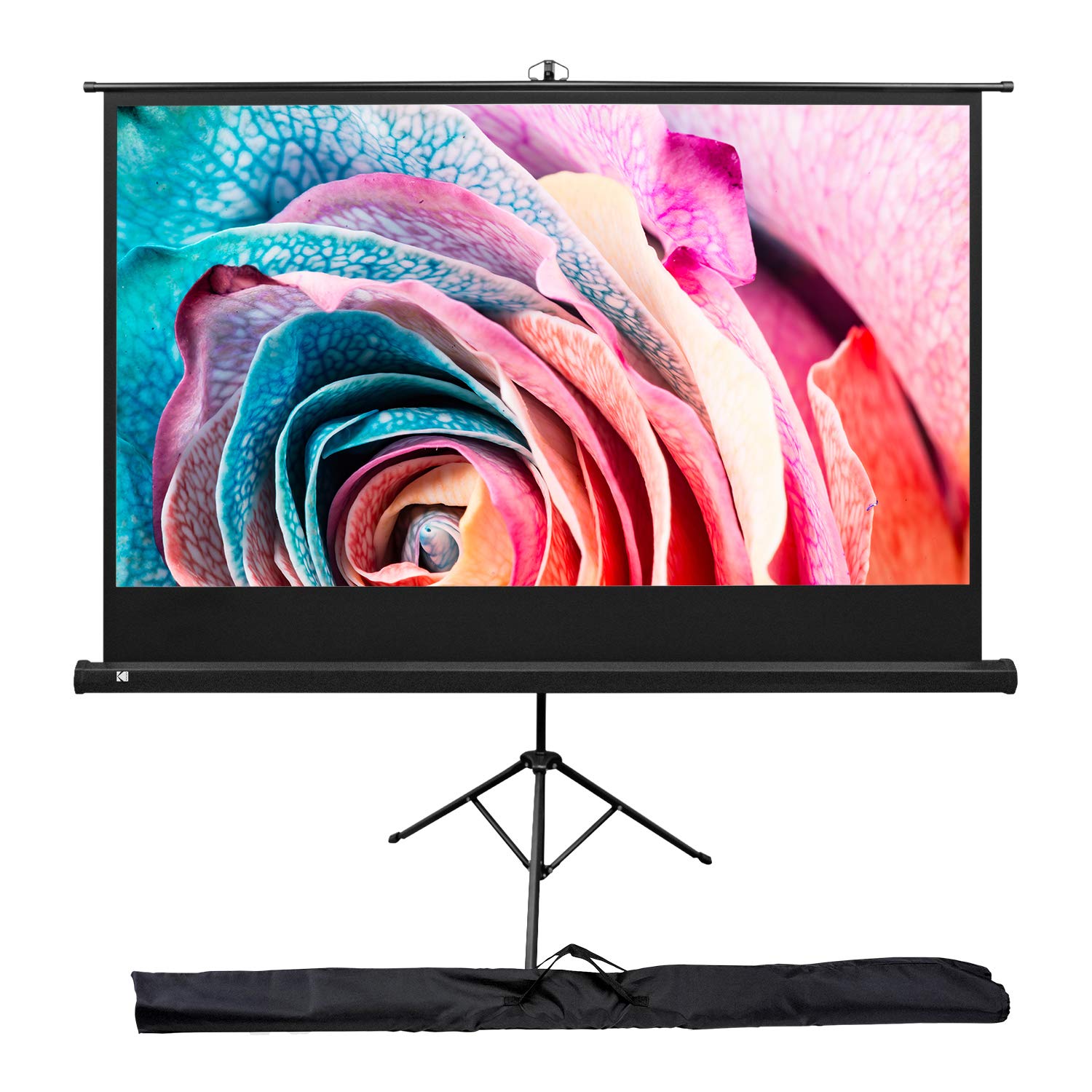 KODAK 100-Inch Portable Projector Screen - Lightweight 16:9 White Projection Screen with Adjustable Tripod Stand & Carry Bag - Easy Setup for Home Theater, Office Presentations, Classroom & Church Events - Perfect for Movie Nights, Business Meetings & Educational Screenings