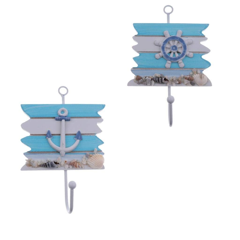 2-Pack Mediterranean Style Wall Hooks - Rustic Anchor & Wheel Design Towel Rack for Bathroom, Bedroom, Kitchen - Heavy Duty Coat Hanger for Jackets, Hats, Robes & Home Decor (Perfect for Coastal, Nautical & Farmhouse Decor)
