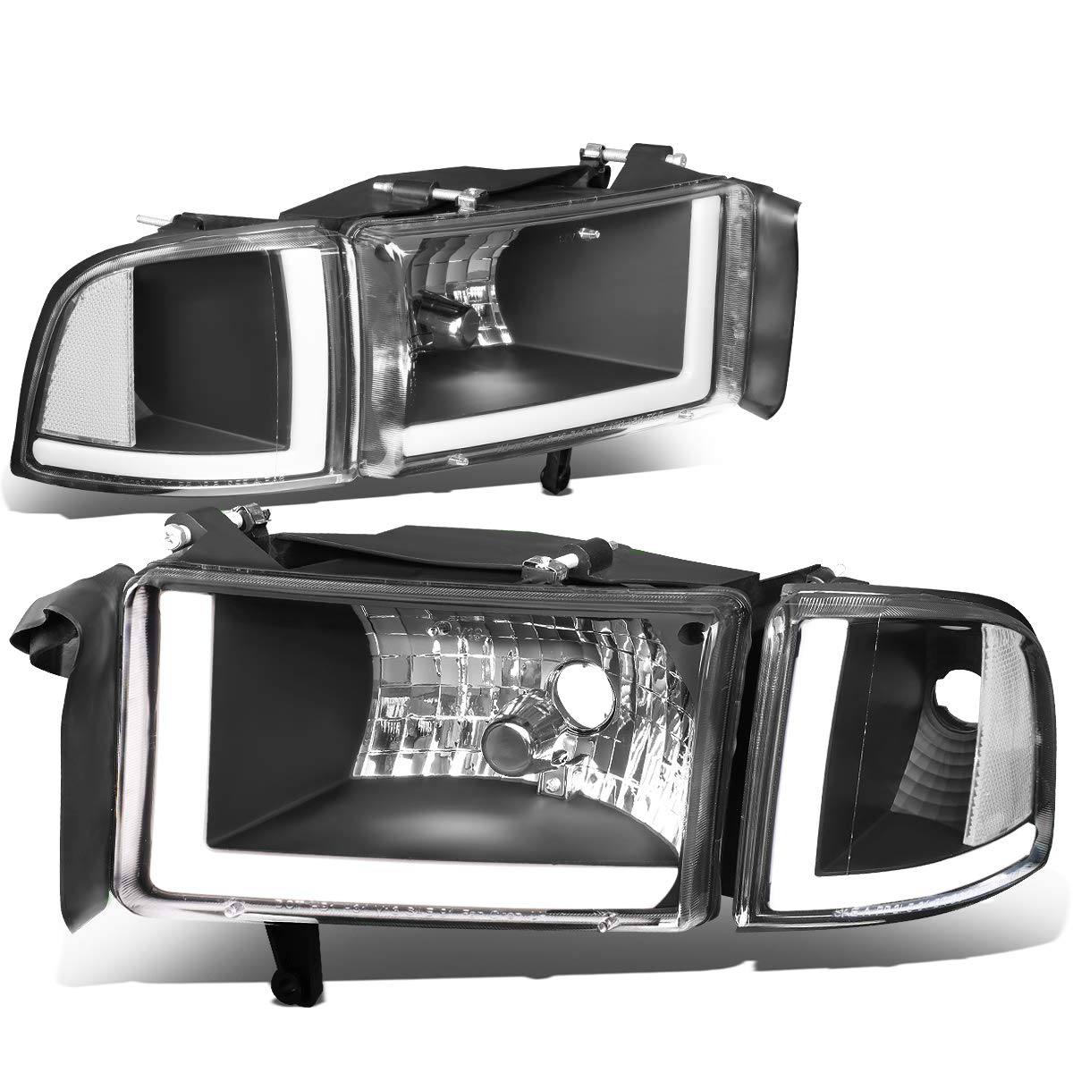 DNA MOTORING HL-LB2-DR944-BK-CL1 Black LED Headlights with Daytime Running Lights - Compatible with 1994-2002 Dodge Ram 1500/2500/3500 - Upgrade for Improved Visibility & Style (Perfect for Night Driving & Off-Road Adventures)