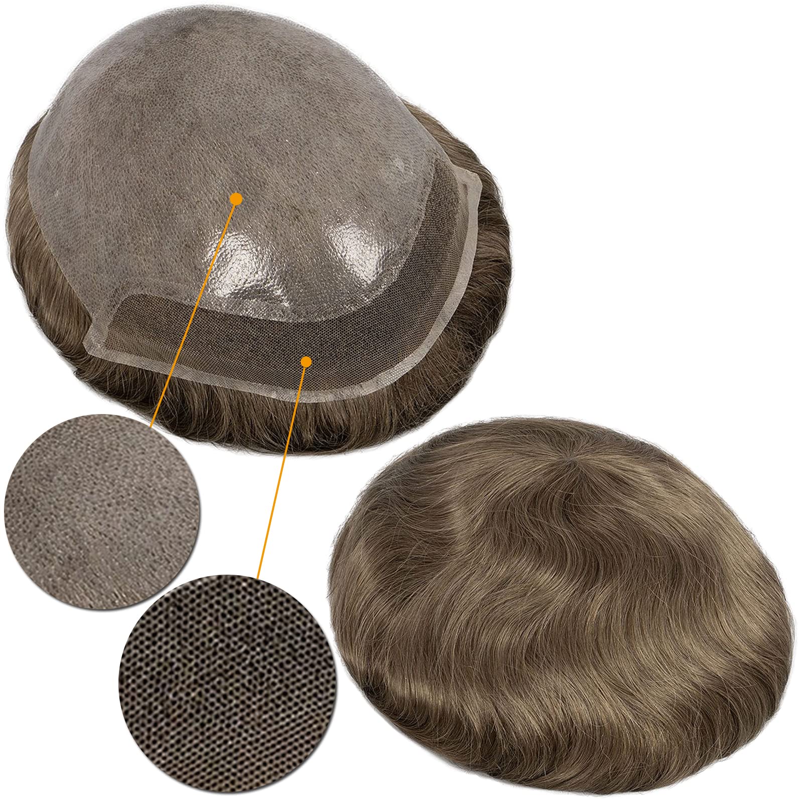 Premium 8x10 Inches Men's Hair Toupee - Soft Thin Skin Human Hair System with PU Base & Front Lace | Natural Single Knot #8 Light Blonde | Daily Wear Replacement Hairpiece for Thinning Hair & Baldness | Perfect for Work, Dating & Special Occasions