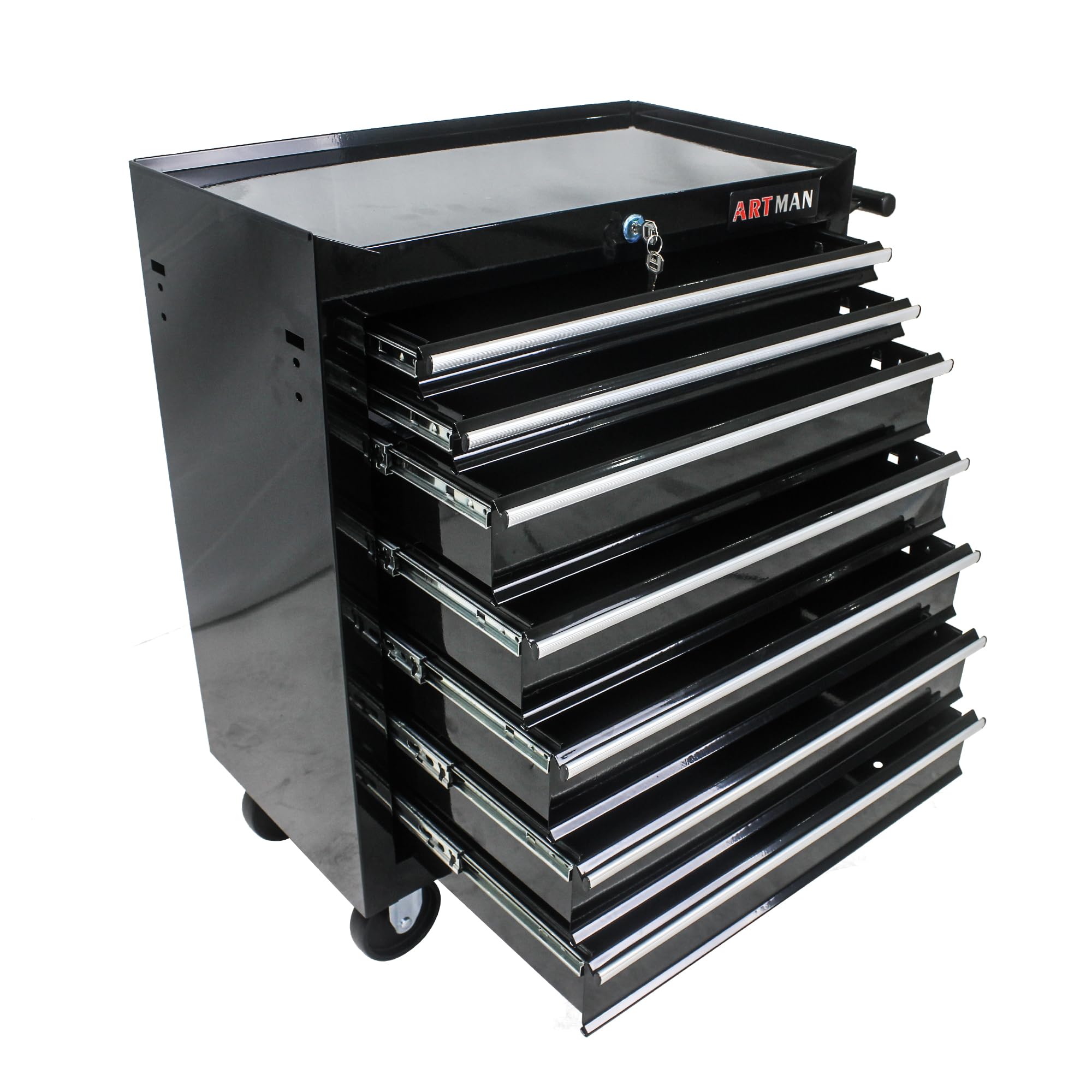 7-Drawer Rolling Tool Chest with Wheels - Heavy Duty Mobile Tool Storage Cabinet for Mechanics, Garage, Workshop & Warehouse | Portable Tool Cart for Auto Repair, Home DIY & Professional Use (Black)