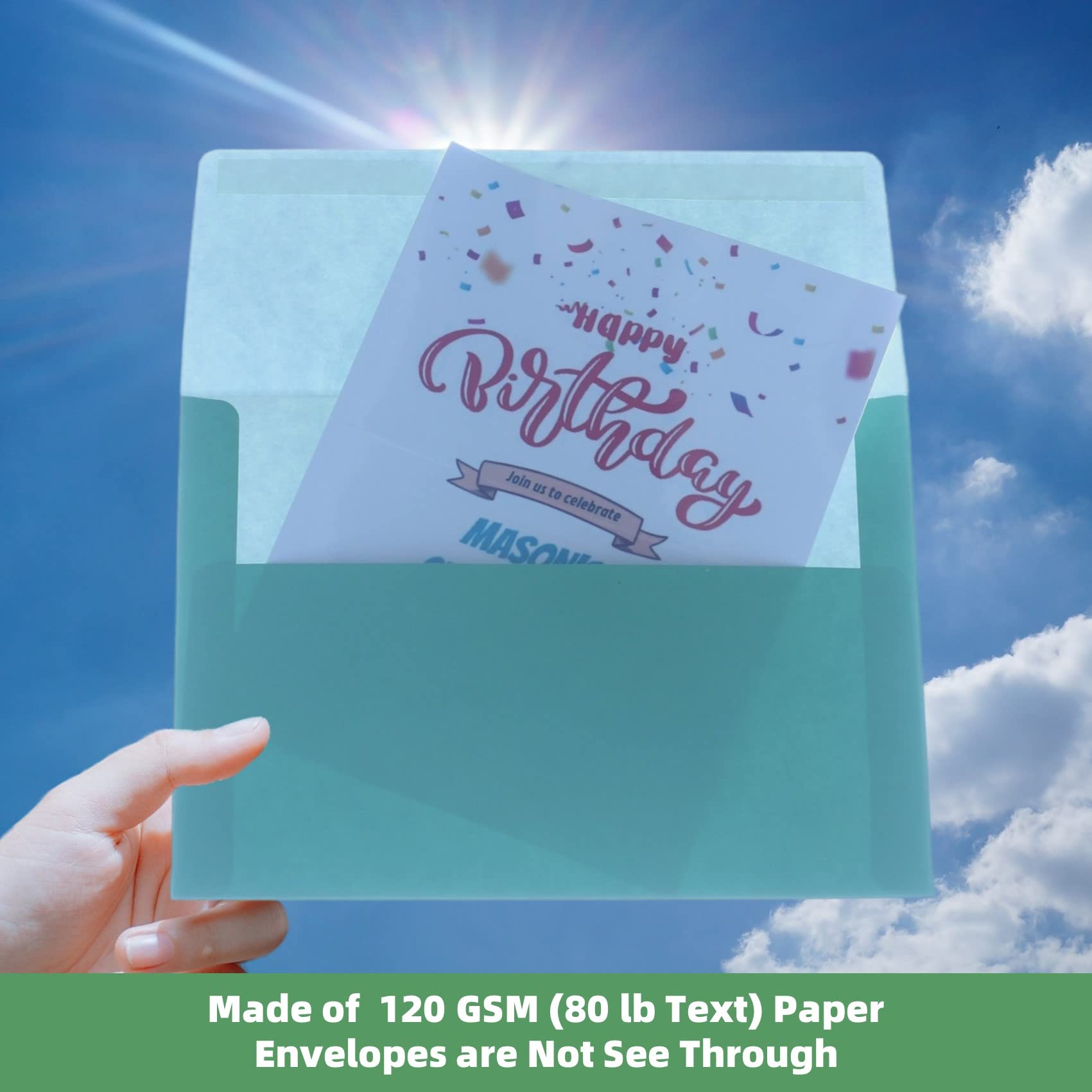 36-Pack Green 5x7 Self Seal A7 Envelopes - Gradient Fade Out Mailing Envelopes for Invitations, Letters, Photos, Thank You Cards, Wedding - Perfect for Business Correspondence, Greeting Cards & Event Stationery