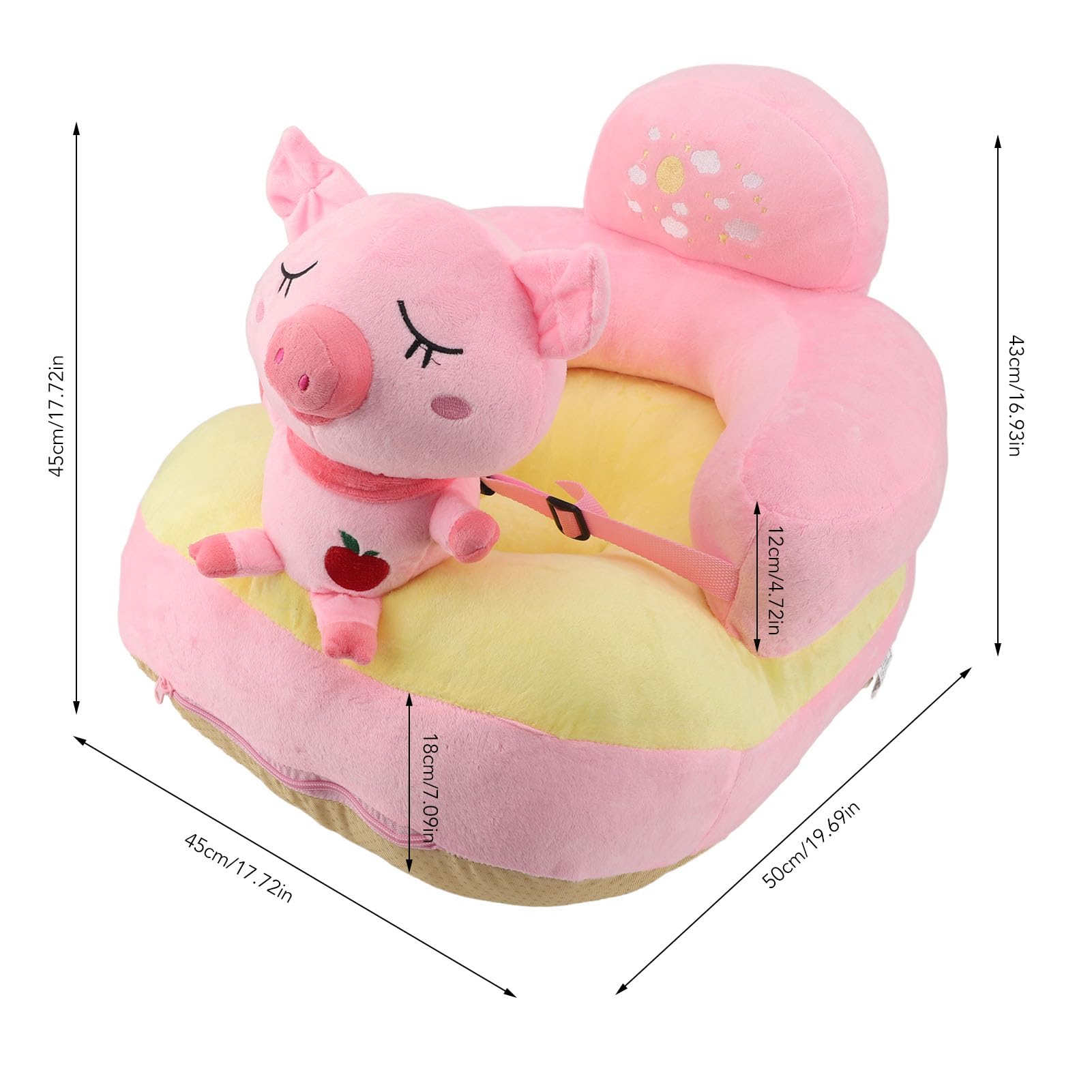 **Soft Plush Baby Support Sofa - Cute Roseate Pig Design for Learning to Sit, Home Nursery & Playtime Comfort**