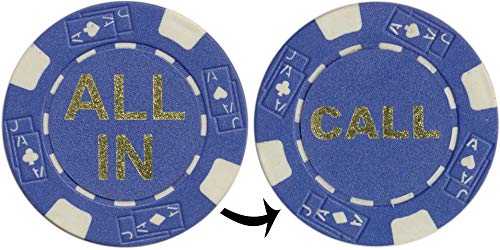10 Texas Holdem Poker Chips - Professional Casino Composite Chips for Poker Games - Blue CALL/ALL IN Poker Tokens - Perfect for Teen & Adult Game Nights, Poker Tournaments, and Casino-Themed Parties