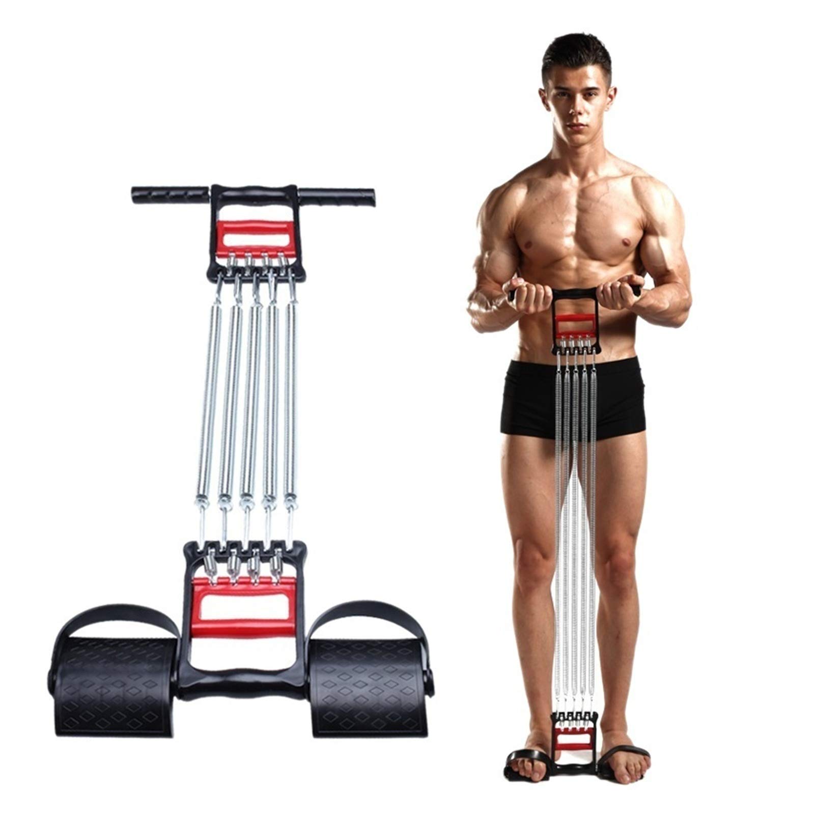 Adjustable Chest Expander Spring - Stainless Steel Resistance Bands for Men's Fitness & Muscle Workout - Tension Puller Exercise Equipment (White) - Perfect for Home Gym, Strength Training & Physical Therapy