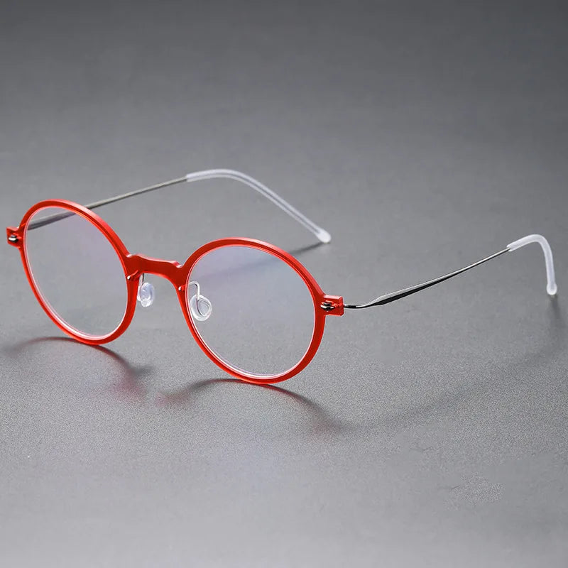 Aimee Unisex Full Rim Oval Screwless Titanium Acetate Eyeglasses Frame 6508 - Lightweight Durable Glasses for Work, Reading & Fashion