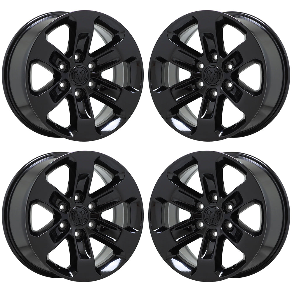 **18 Dodge Ram 1500 Truck Gloss Black Wheels Rims - OEM Factory Set of 4 (2672) - Perfect for Off-Roading & Custom Upgrades**