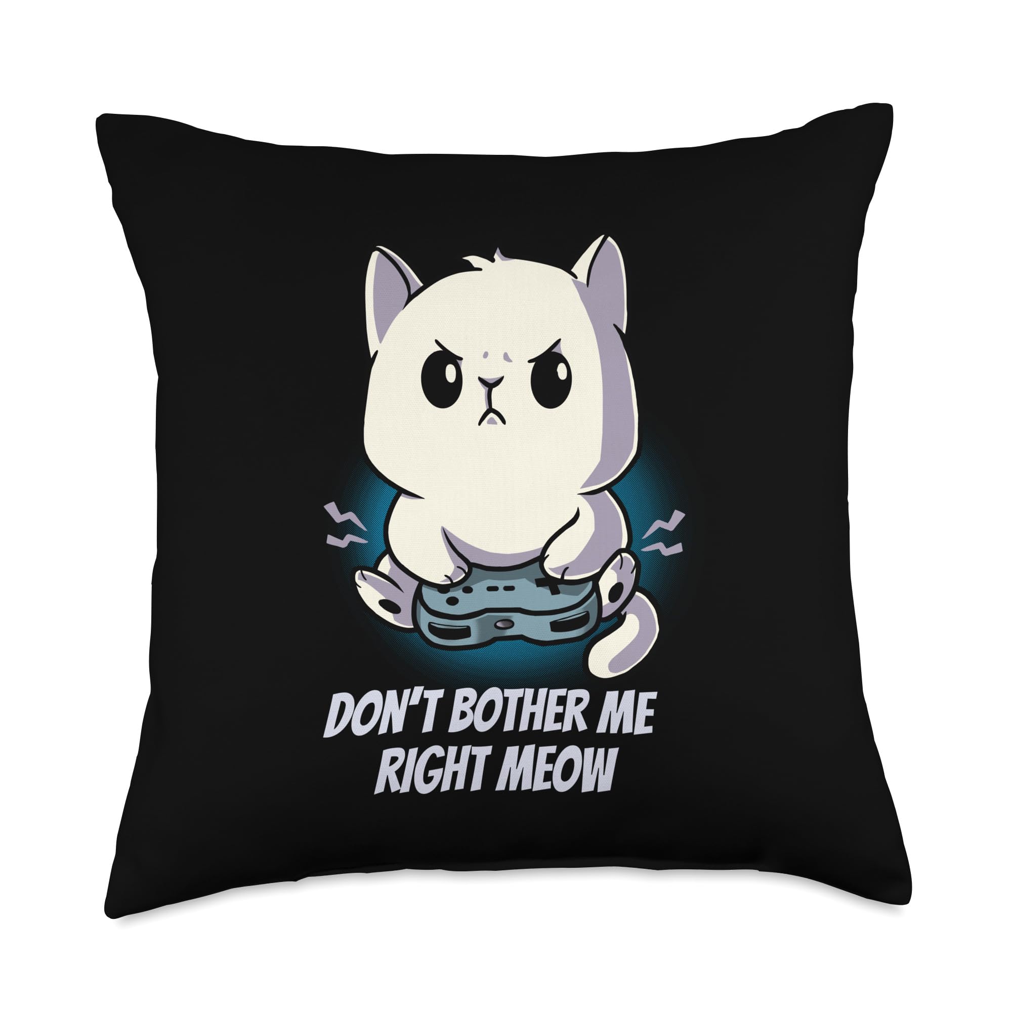 Funny Kitten Cat Shirts & Gifts for Cat Lovers - 'Don't Bother Me Right Meow' Gaming Throw Pillow (18x18 Inches, Multicolor) - Perfect for Gamers, Cat Enthusiasts & Home Decor