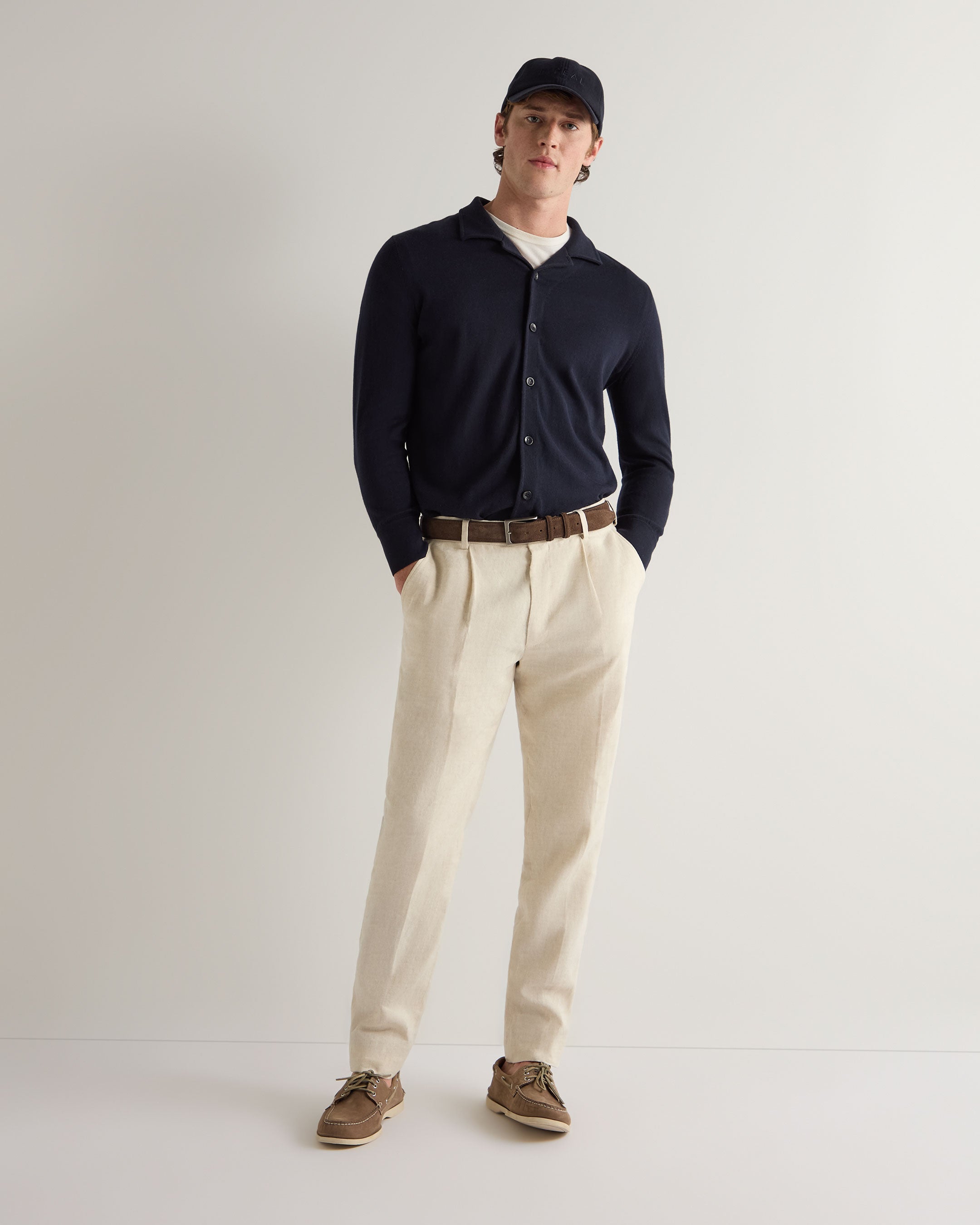 Premium Men's Cuban Cotton Blend Collar Overshirt - Navy Blue | Comfortable & Stylish Casual Shirt for Work, Travel & Everyday Wear