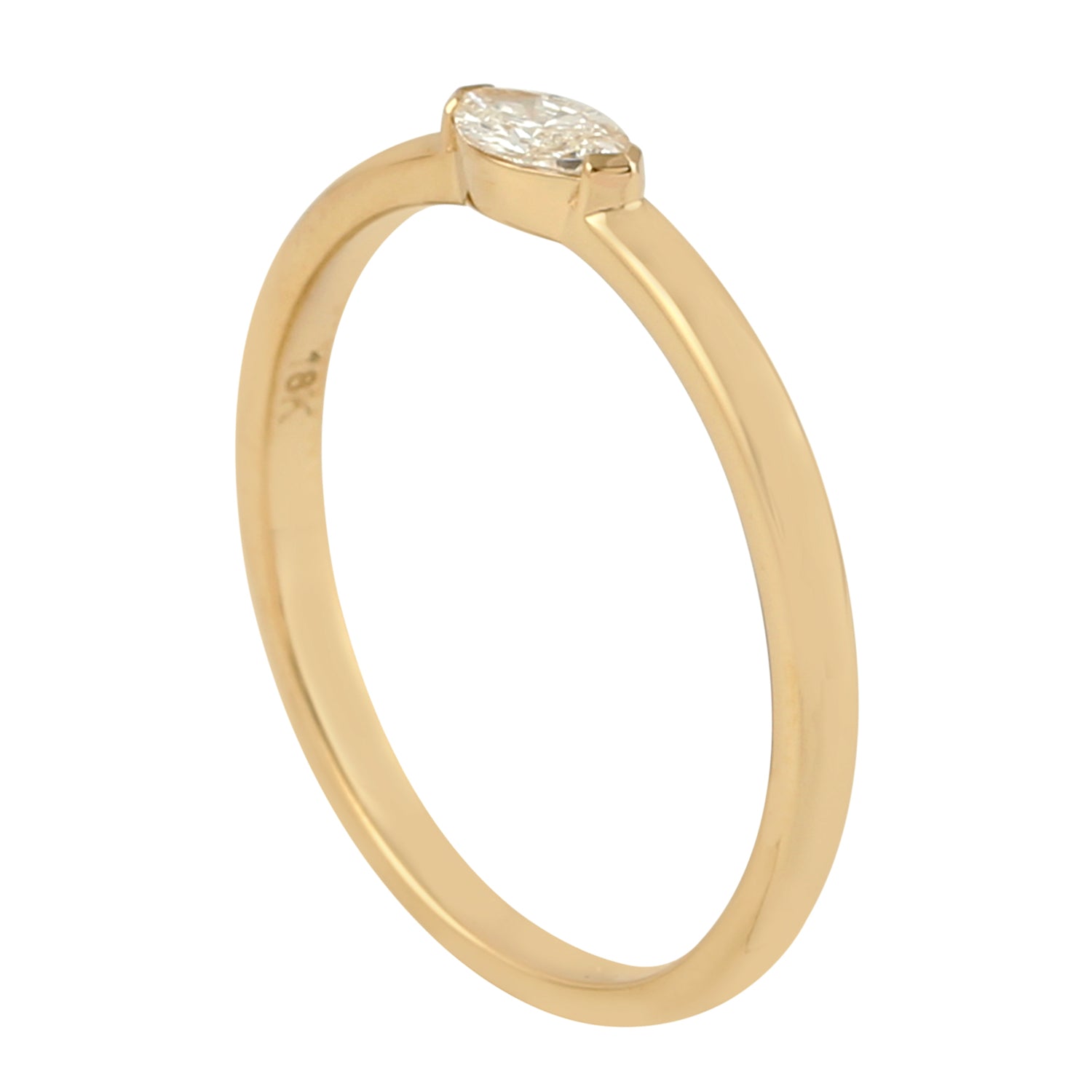 Exquisite Marquise Cut Diamond Handmade 18K Yellow Gold Sleek Band Ring for Women - Perfect for Engagement, Wedding & Anniversary Gifts