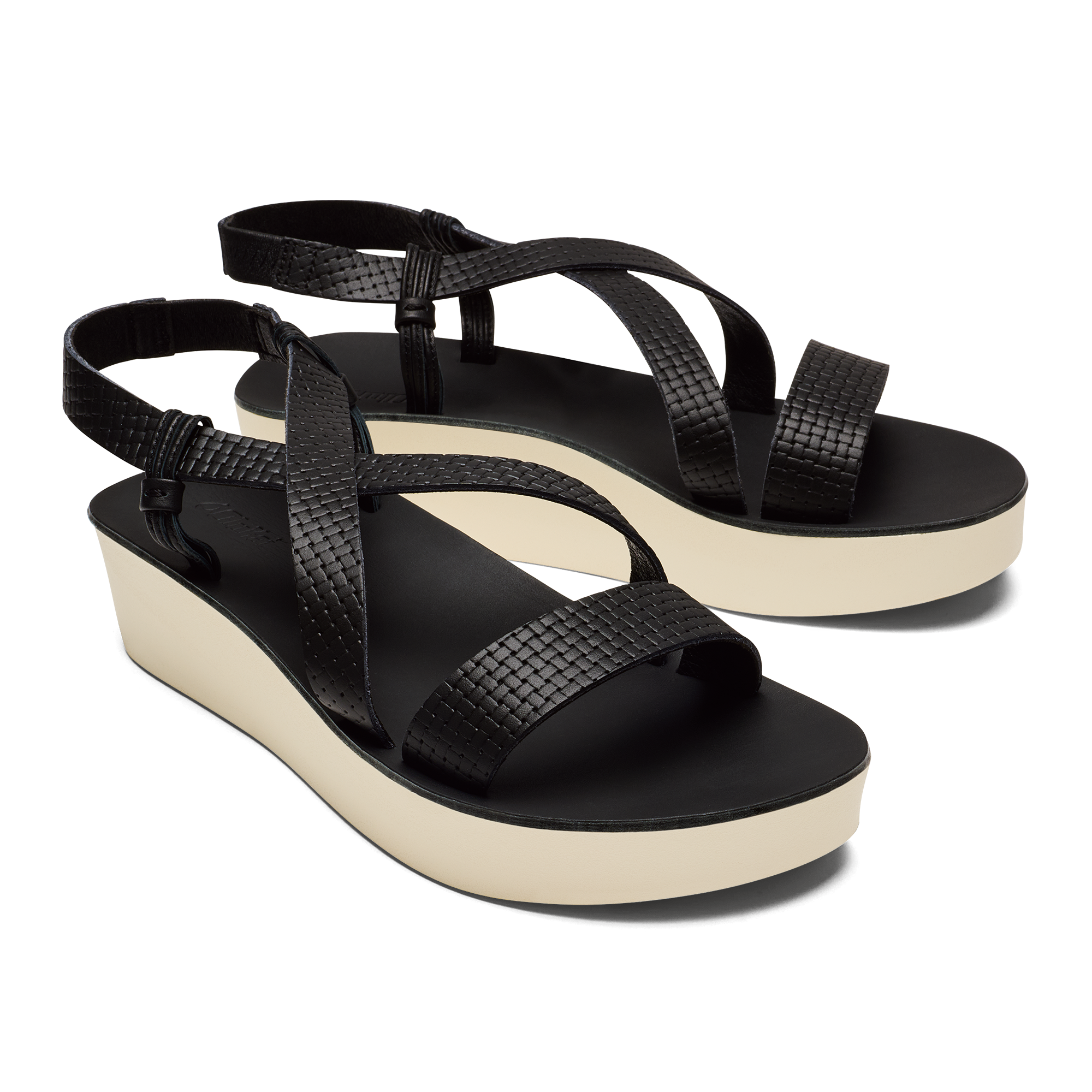 Onochi Strappy Black & White Sandals - Comfortable Summer Beach Sandals for Women, Fashionable Strappy Design for Casual Outings and Vacations