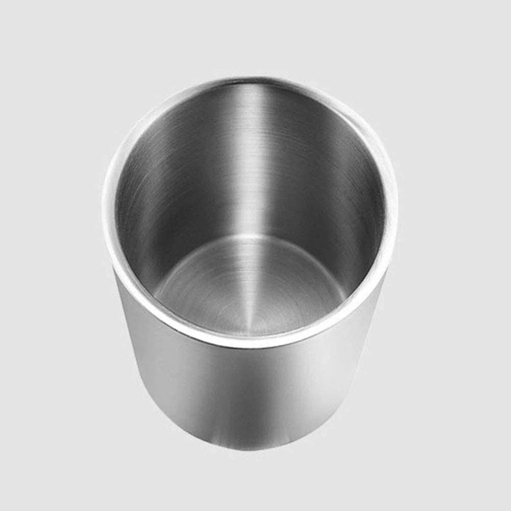 Premium Stainless Steel Double-Walled Insulated Ice Bucket with Ice Tongs Set - Round Ice Cube Container for Cocktails, Wine Chilling & Party Serving