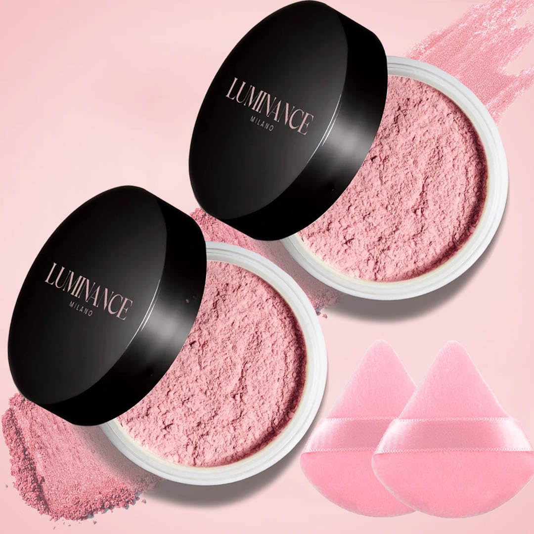 Luminance Milano Translucent Blurring Setting Powder - Pink & Neutral Shades for All Skin Tones | Oil Control, Pore Minimizing, Long-Lasting Makeup Finish | Perfect for Daily Wear, Photography & Special Occasions