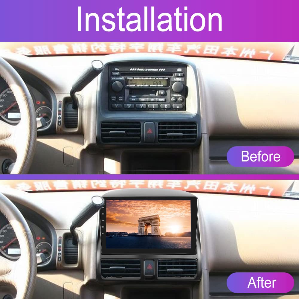 Hikity 9 Inch Android 13 Car Stereo for 2002-2006 Honda CRV - Wireless CarPlay & Android Auto, GPS Navigation, Touch Screen, WiFi, Bluetooth, FM, Backup Camera - Perfect for Upgrading Your CRV's Entertainment System