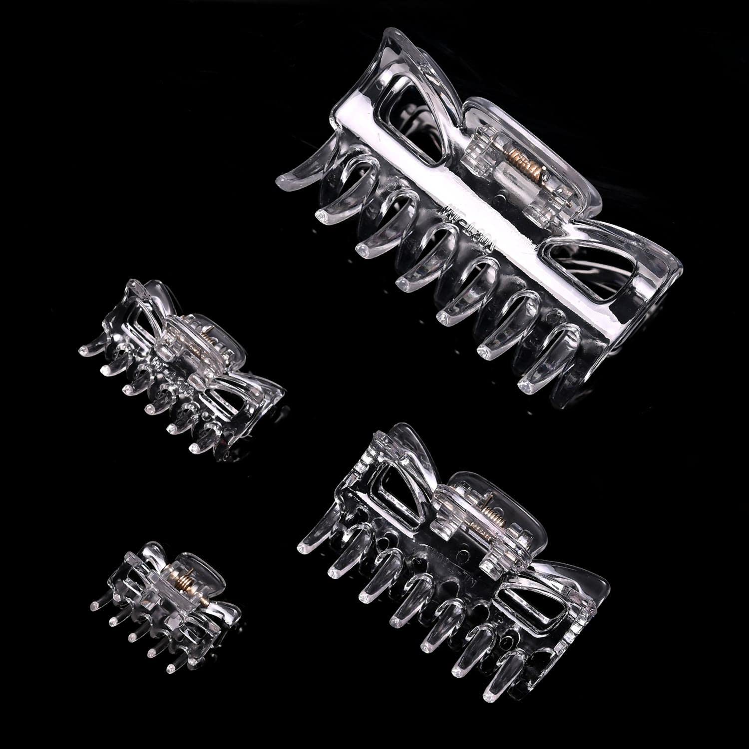 Basic Sense Hair Claws - 4pcs Non-Slip Plastic Hair Clips for Women, Strong Hold Hair Clamps for Thick Hair, Durable & Sturdy Hair Accessories (Clear) - Perfect for Workouts, Office, and Everyday Hairstyles