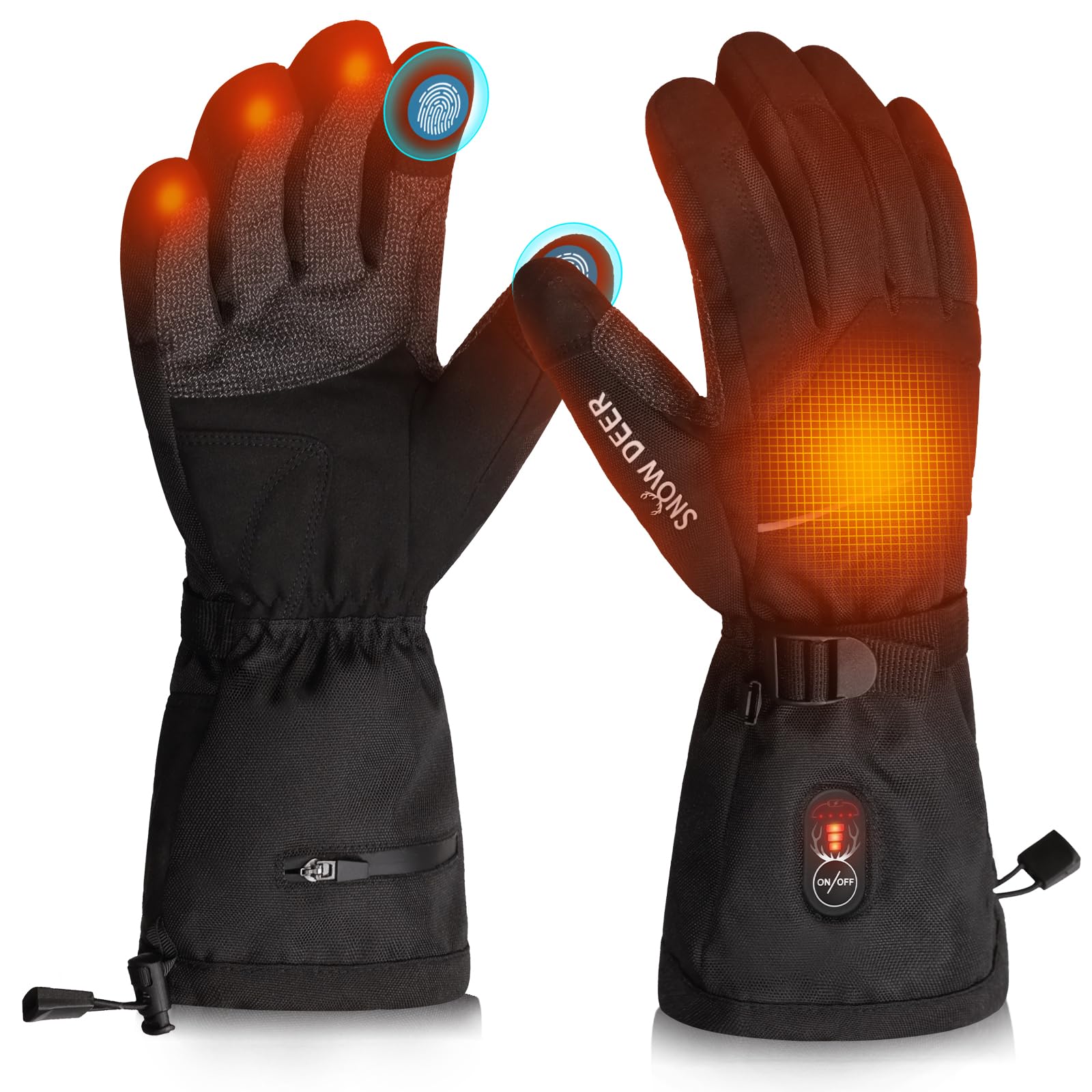 SNOW DEER Rechargeable Heated Gloves for Men & Women - Waterproof, Cut-Resistant, Touchscreen Compatible Winter Work Gloves - Perfect for Outdoor Jobs, Construction, Motorcycling & Cold Weather Activities