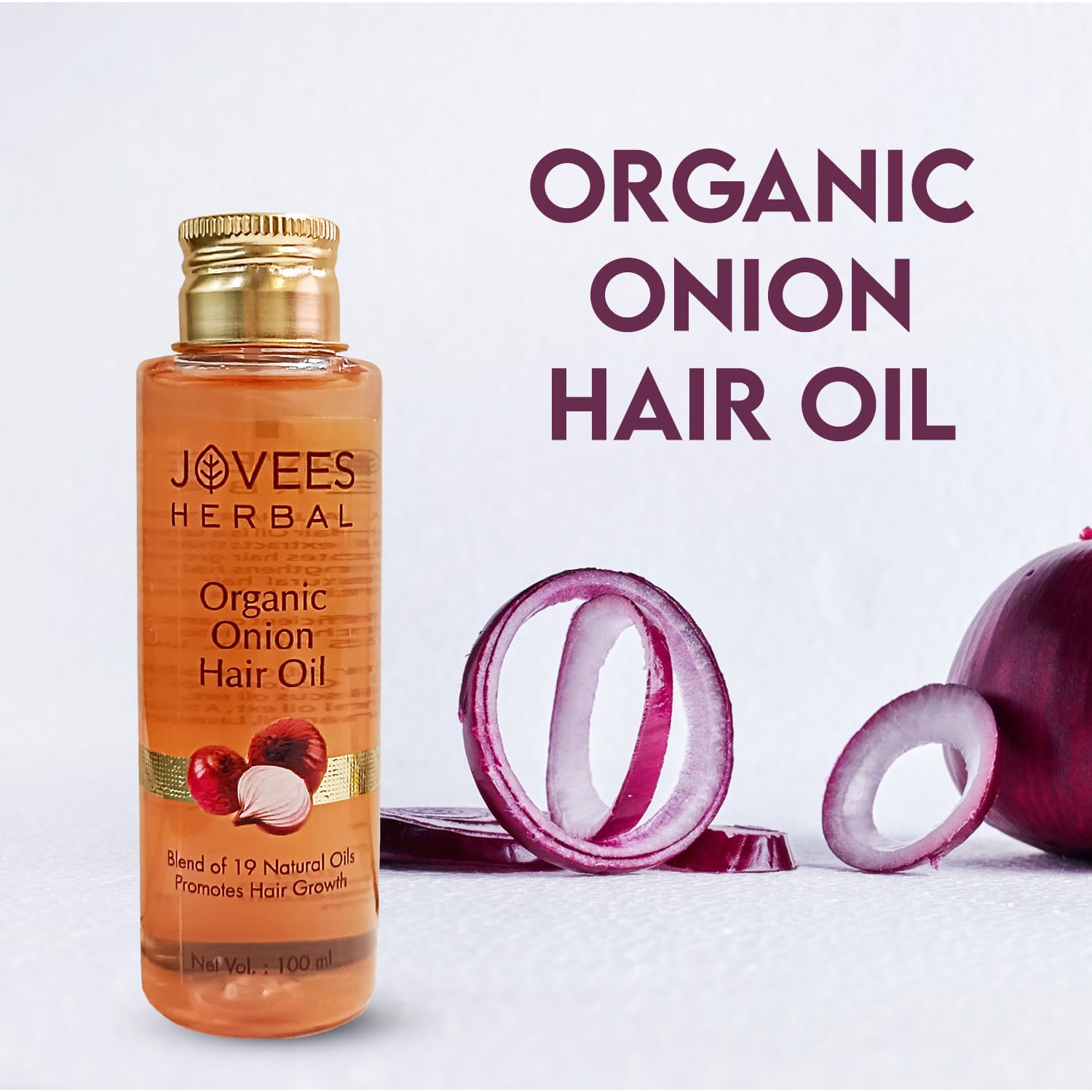 Organic Onion Hair Oil for Hair Growth & Thickness - 100ml | Natural Treatment for Dry, Damaged Hair | Promotes Scalp Health & Shine - Perfect for Daily Hair Care Routine