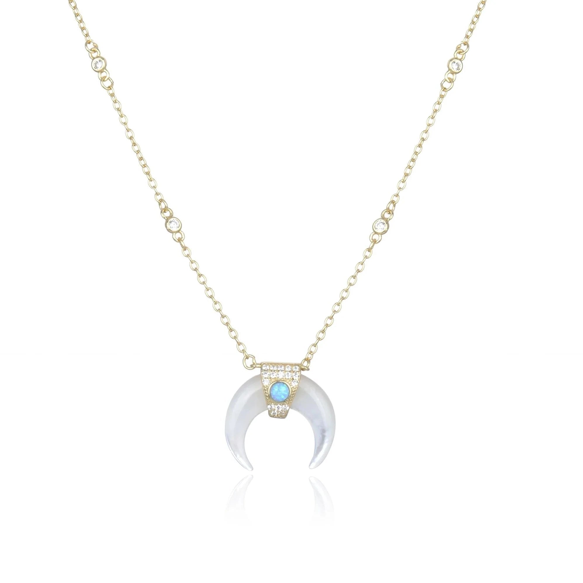 Cleo Necklace - Elegant CZ Double Horn Pendant for Women | Perfect for Parties, Weddings & Everyday Wear