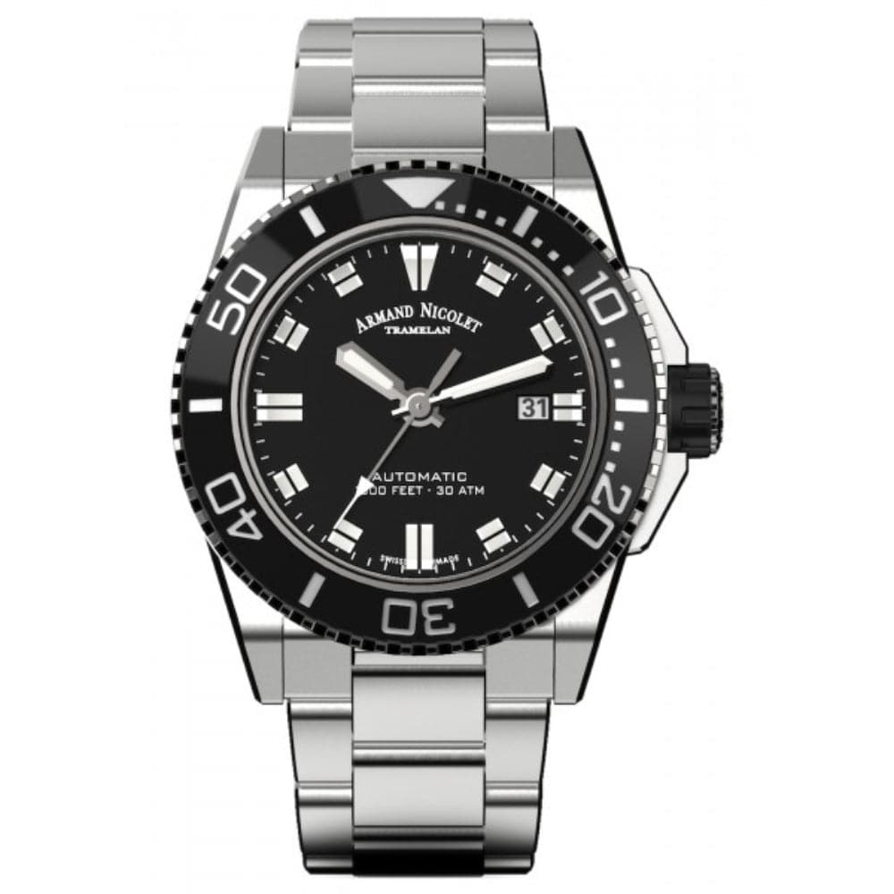 ARMAND NICOLET A480AGN NR MA4480AA Men's Luxury Automatic Watch with Black Silicone Strap - Perfect for Business, Formal Events & Everyday Wear