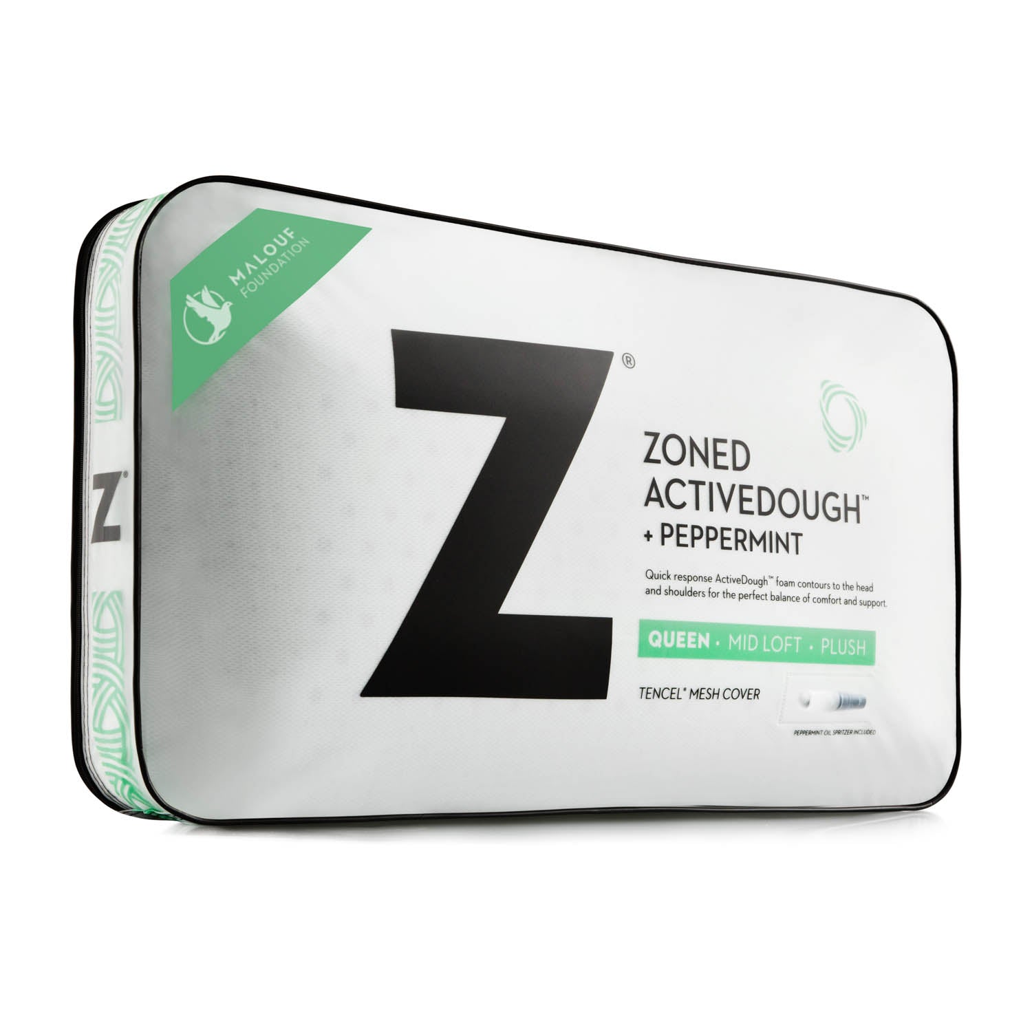 Malouf Zoned ActiveDough + Peppermint Cooling Pillow - Pressure Relieving Memory Foam for Neck & Shoulder Pain Relief - Perfect for Hot Sleepers & Side Sleepers - Bedroom & Travel Use