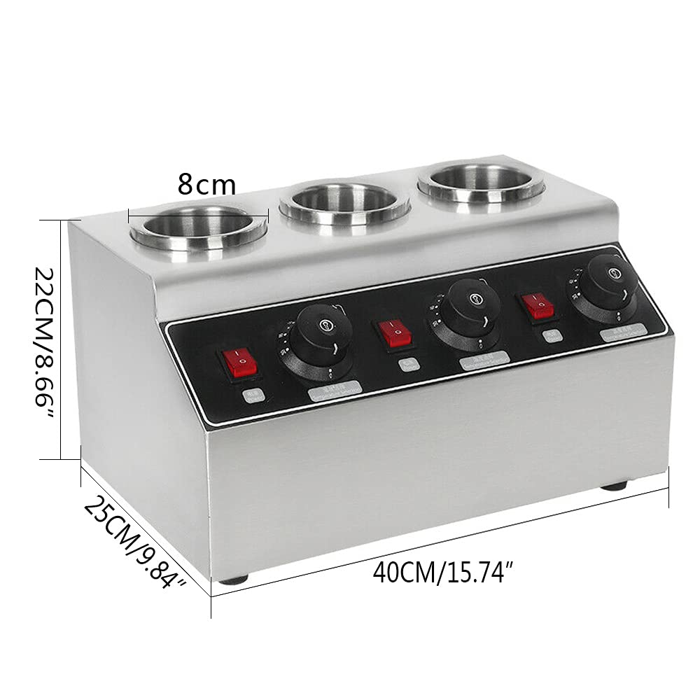 DNYSYSJ 3-Bottle Commercial Electric Sauce Warmer - 240W Stainless Steel Heater for Cheese, Chocolate, Jam & Soy Sauce | Perfect for Restaurants, Cafes & Catering Events