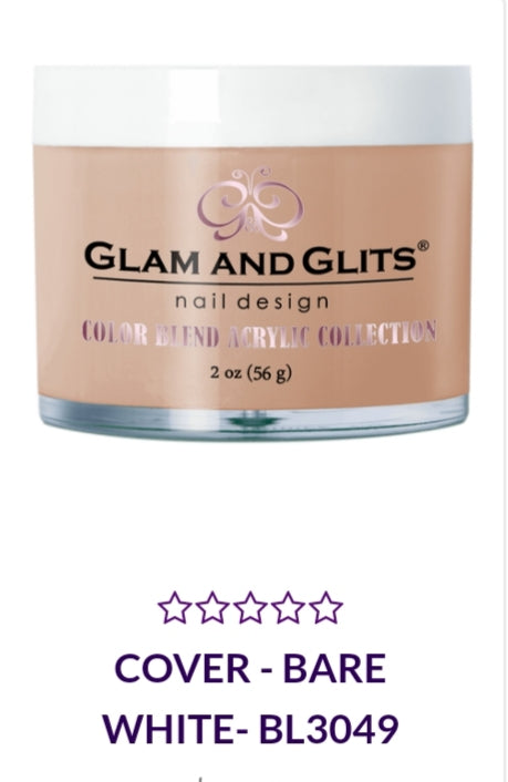 GLAM AND GLITS COLOR BLEND COLLECTION VOL.2 - BL3049 - 2 oz Nail Polish - BARE WHITE - Sheer Nude Shade for French Manicure & Everyday Wear